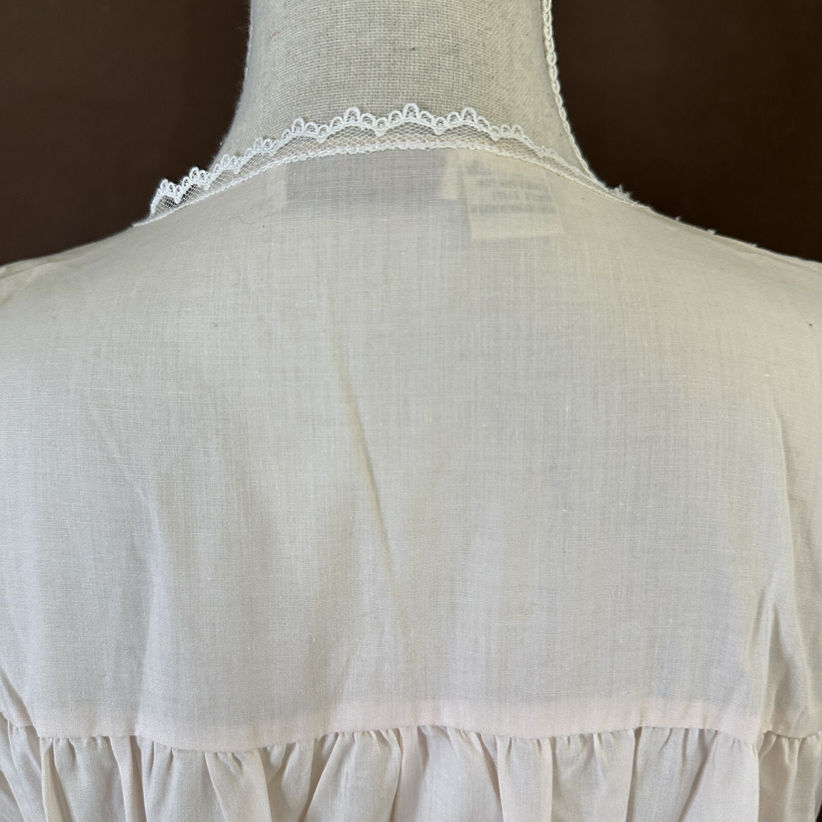 Vtg 80’s Lindsey Blake Cotton Blend Pink Puff Sleeve Lace Victorian Nightgown L