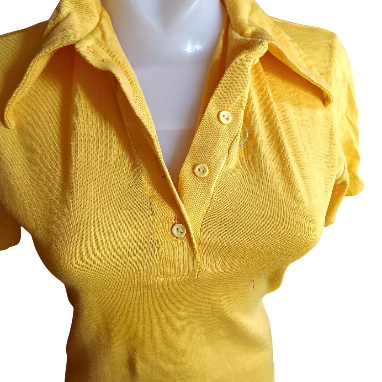 Medium True Vintage Top Jugs Yellow Polo Single Stitch Shirt 1970’s Yellow
