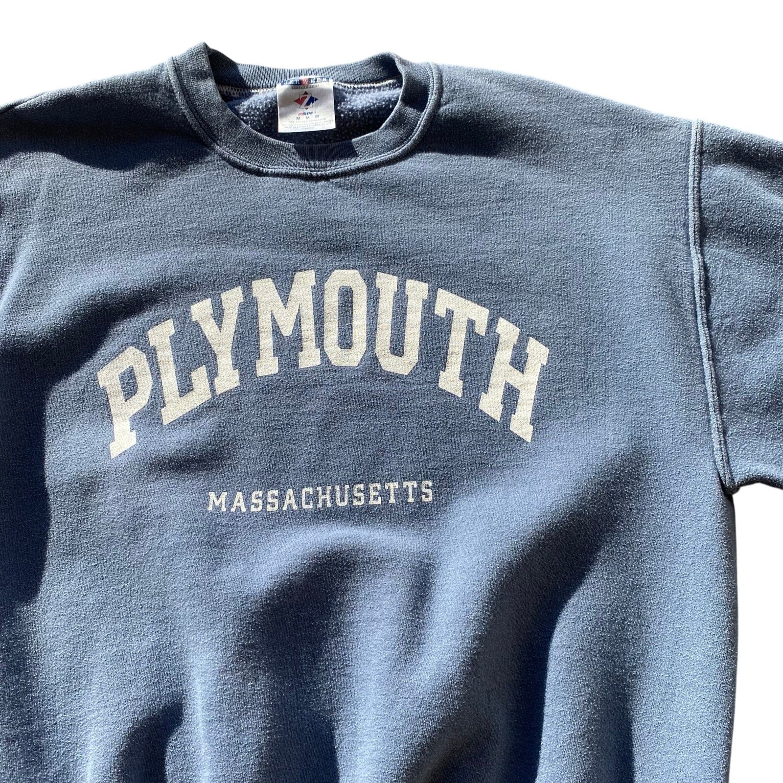 Vintage Women’s Sweatshirt Sz M Plymouth Massachusetts Blue Gray Cotton 90s y2k
