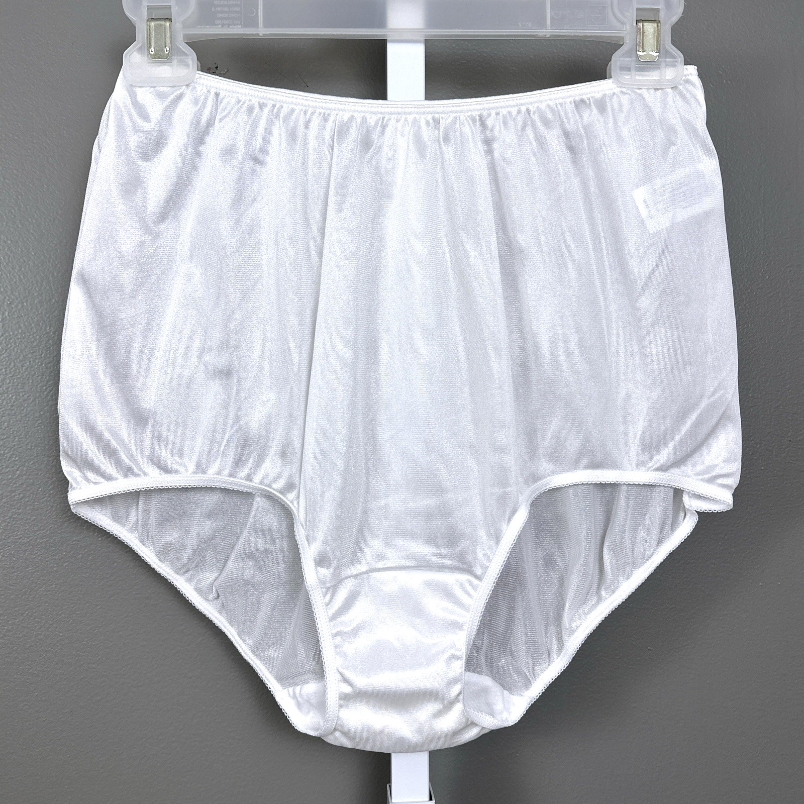Vintage Sears Nylon Brief Panties Size 8 XL White Sheer Shiny Full Cut Panty