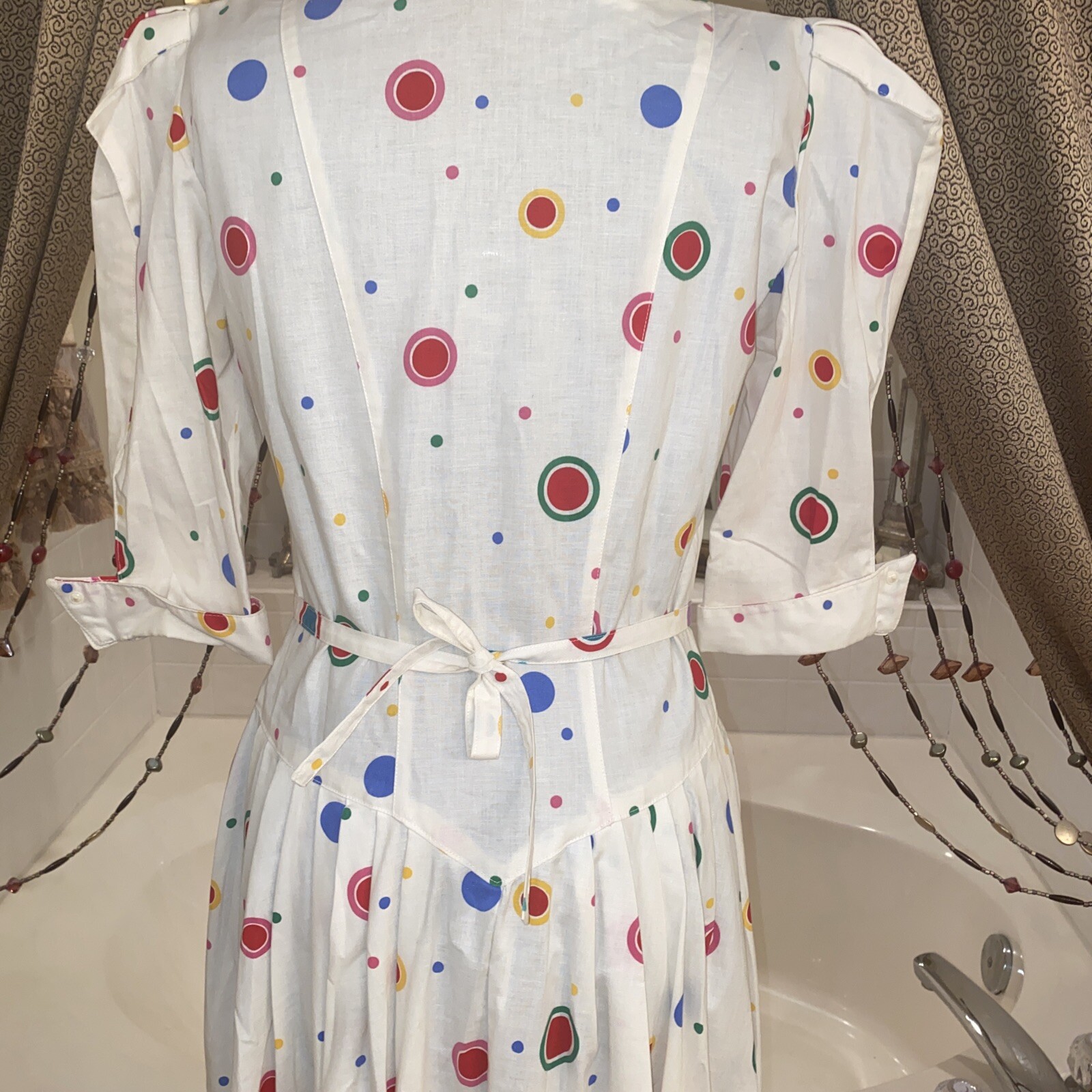 VTG 80’s Clues Collections Polka Dot Puff Sleeve Midi SWING Dress I Love Lucy