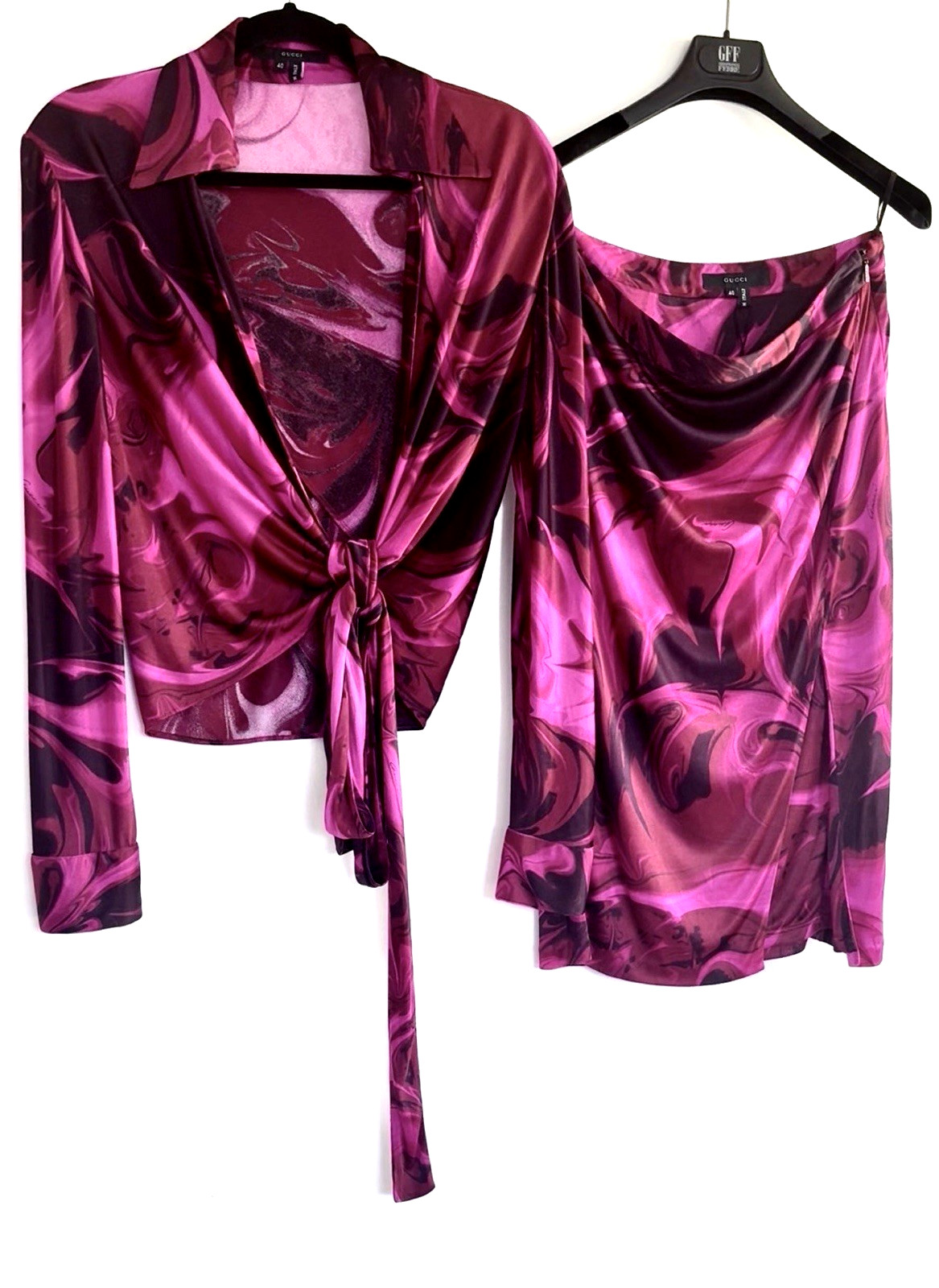 *GUCCI by TOM FORD* S/S 2001 “Liquid Magma” 2-Piece Wrap Top & Skirt Ensemble