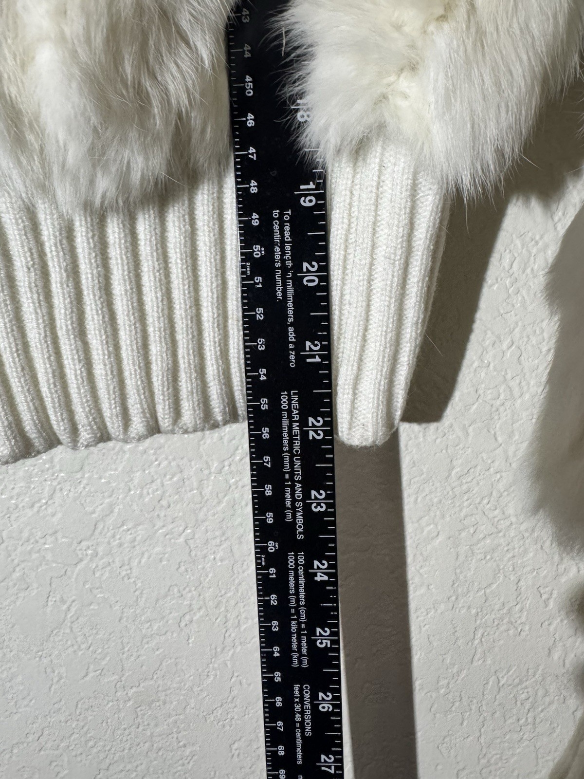 BRODY Real Rabbit Fur Jacket Womens L White Cream Y2K Cropped Bomber Vintage