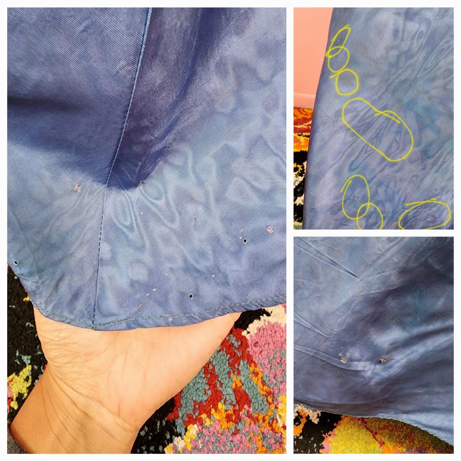 Antique 1930’s Moiré Satin Gown and Bolero Cornflower Blue Burgundy Velvet Bows