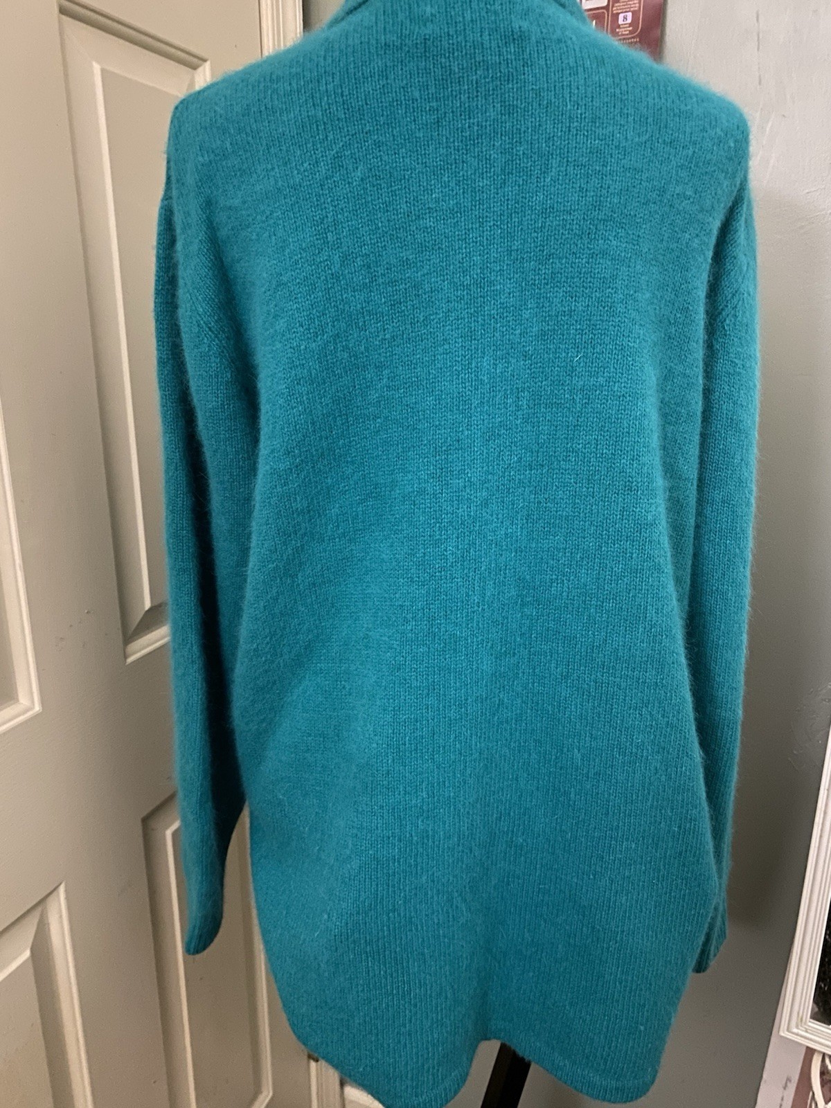 Vintage Womens Sweater Cardigan Oversized Size M Lamswool Mix Tiffany Color