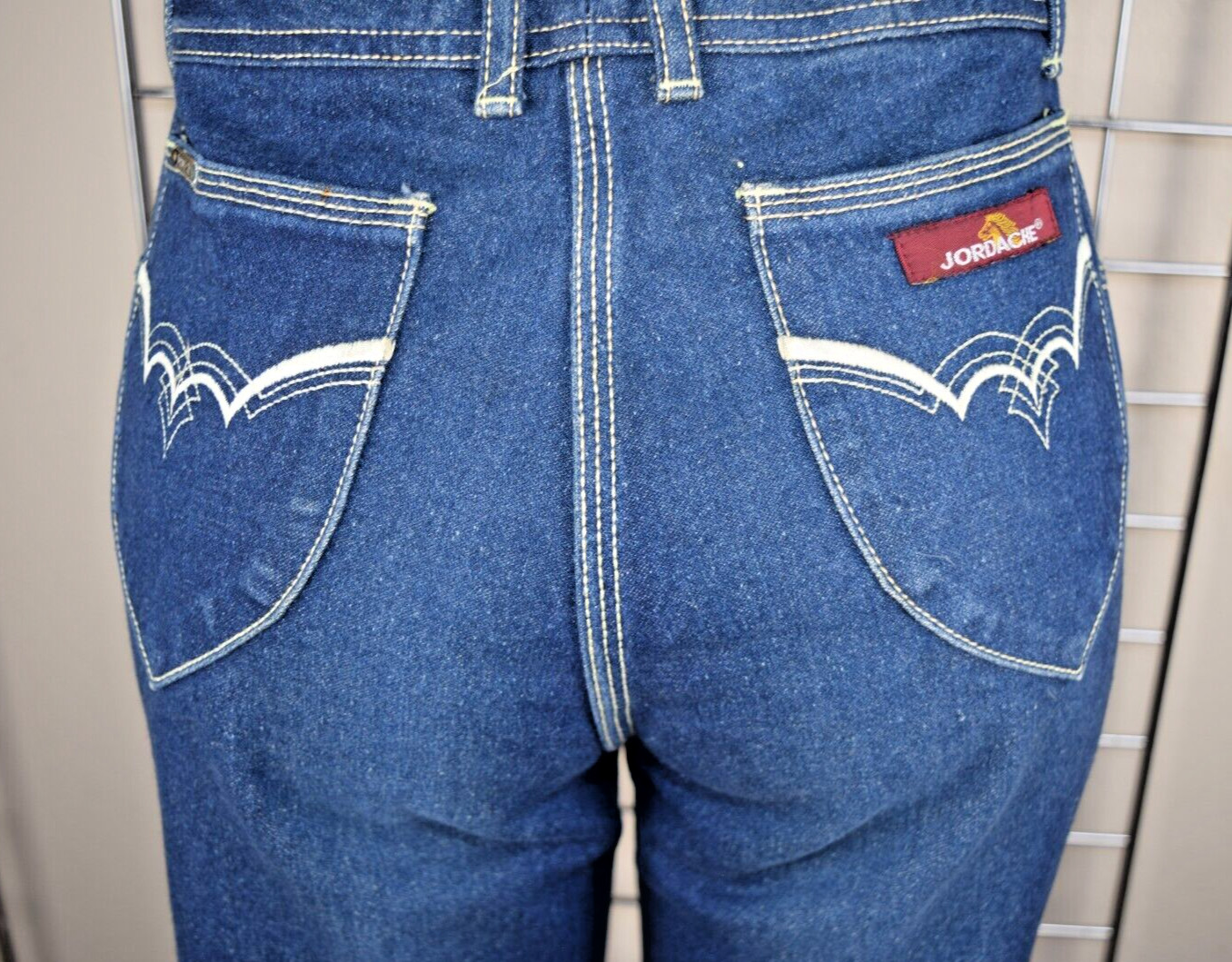Vintage Jeans Jordache Horsehead Size 32 80s Blue Yellow Stitch High Waist