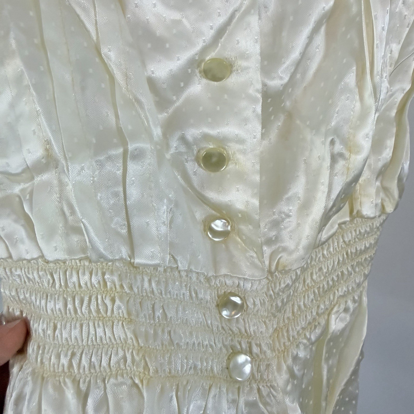 Vintage 1950’s Handmade Ivory Swiss Dot Satin Corset Cami Top