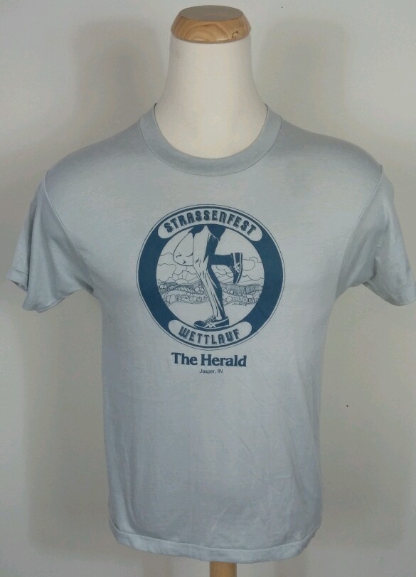 Vtg 80’s Paper Thin Screen Stars German Running Marathon T Shirt L Hipster Track