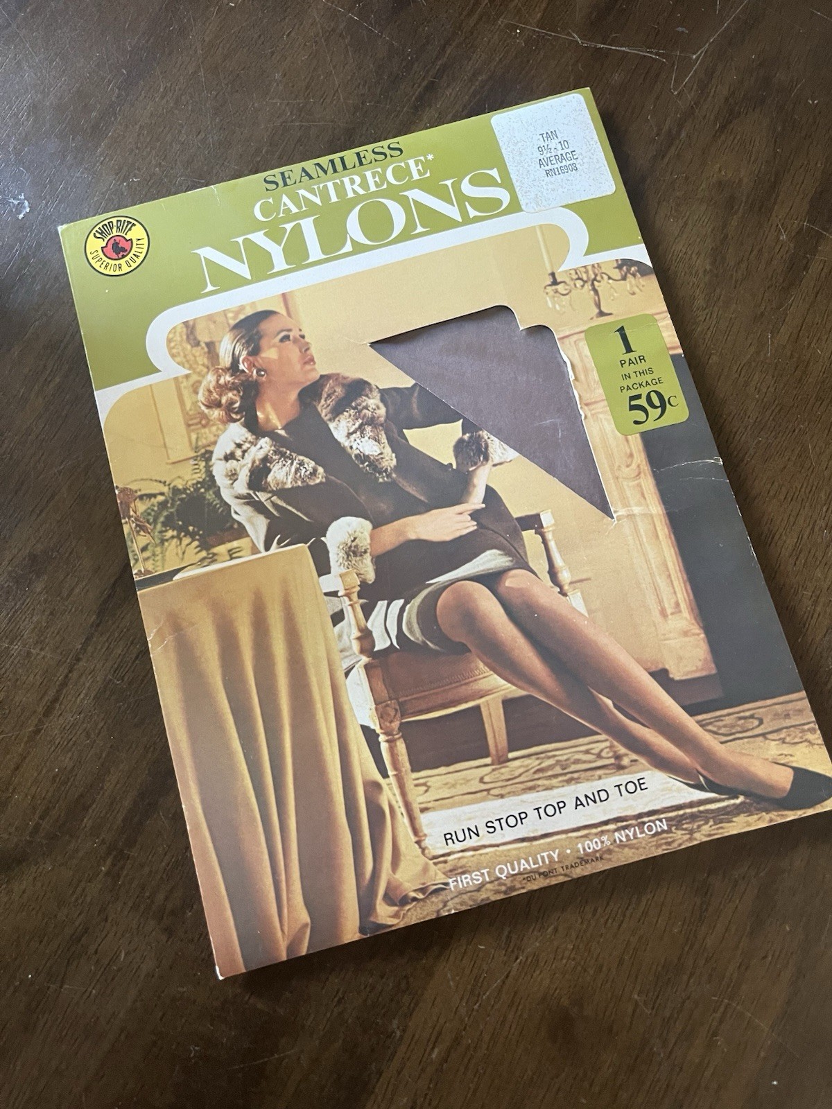 Shoprite Nylons Pantyhose/Panties Tan 9-1/2 10 Vintage Hosiery Stockings Avg