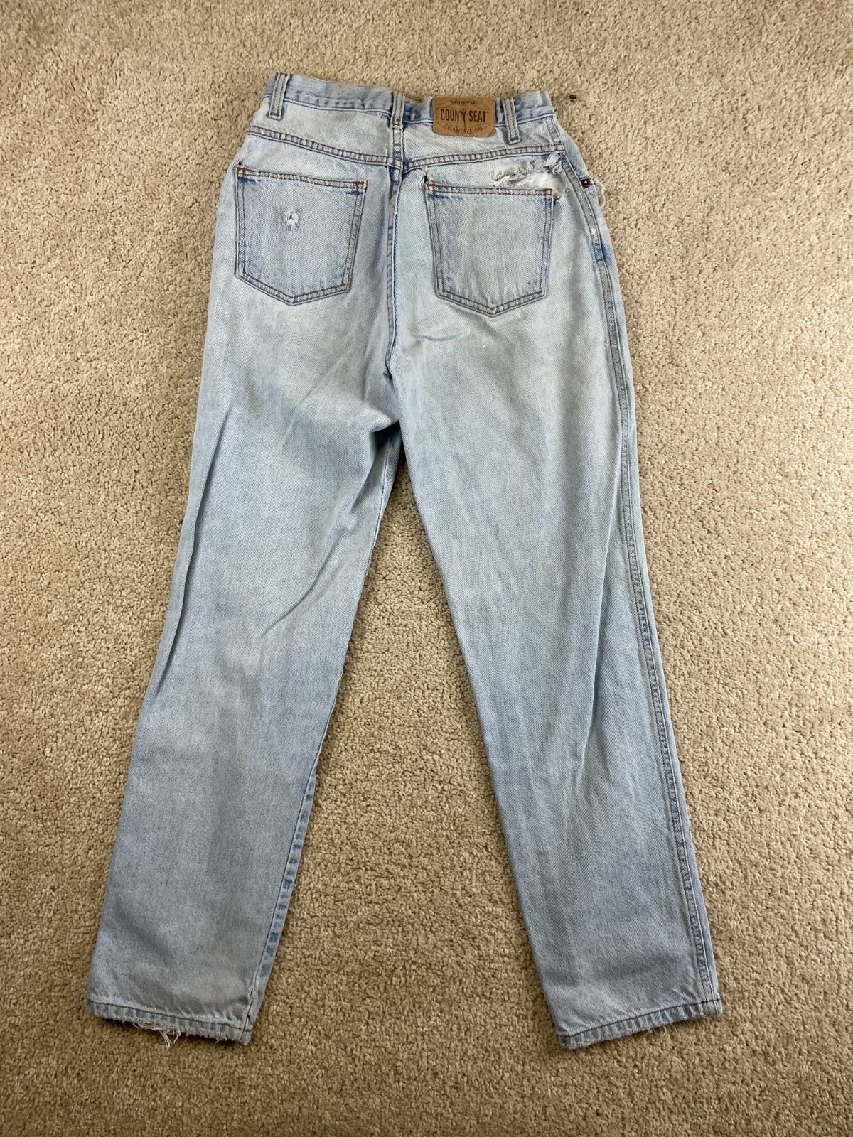 Vintage Relaxed Fit Jeans Womens 25×30 Denim Cotton Distressed High Waisted Blue