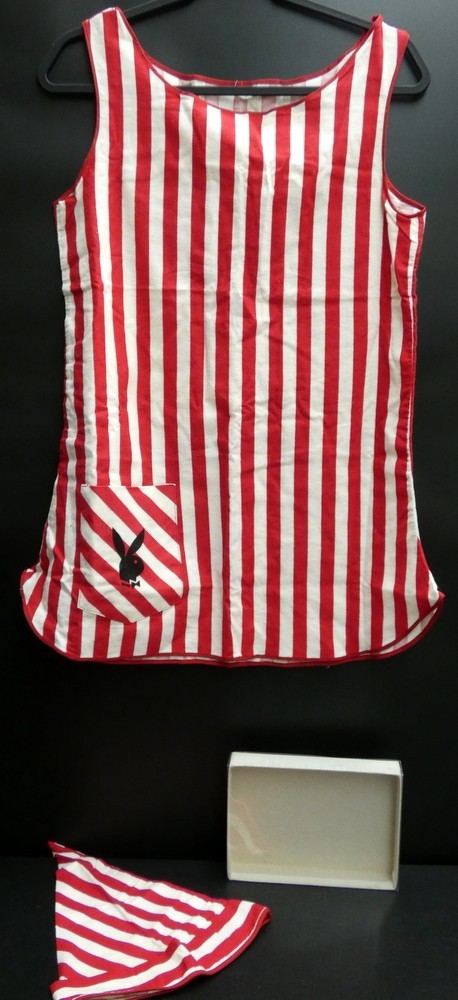 Vintage Playboy Bunny Red & White Striped Flannel Sleep Set Pajamas Hong Kong