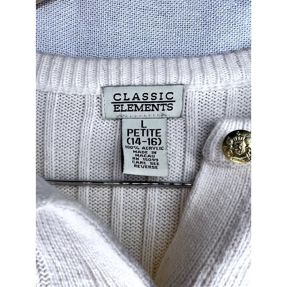 Vintage 90s Classic Elements Cream White Cableknit Cardigan Sweater