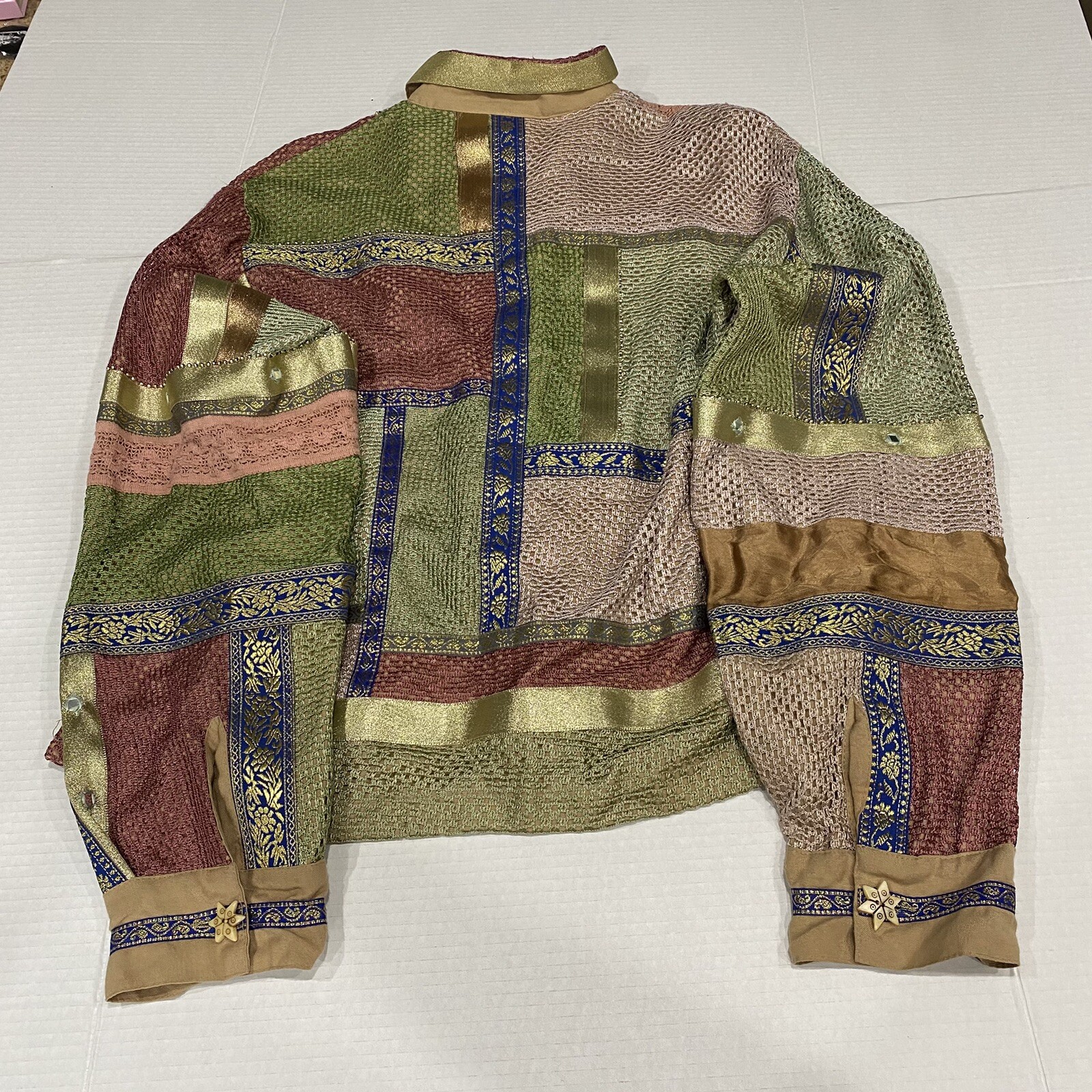VTG Midnight Velvet Size XL JACKET Shirt Button PATCHWORK