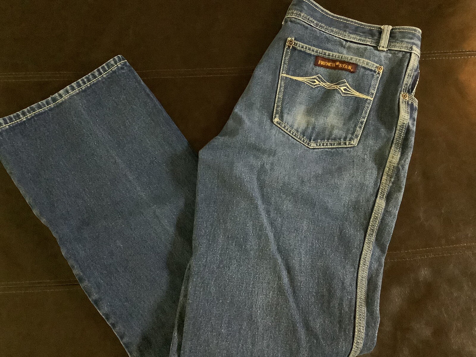 Vintage 70s FRENCH STAR Blue Denim Jeans W 36” Inseam 32”