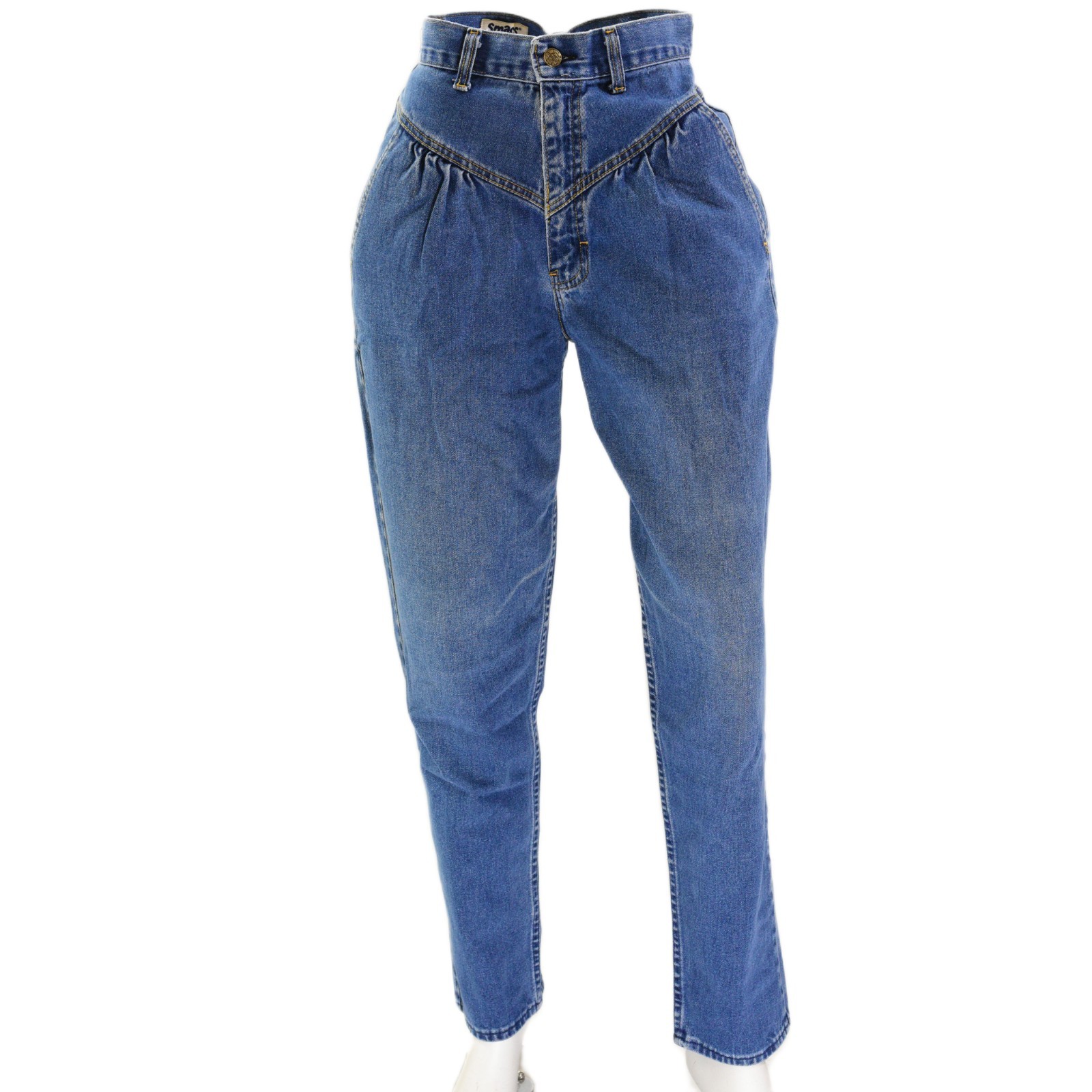 70s Vintage Smacs High Waist Pleated Western Yoke Jeans Womens 2 Tapered Boho XS
