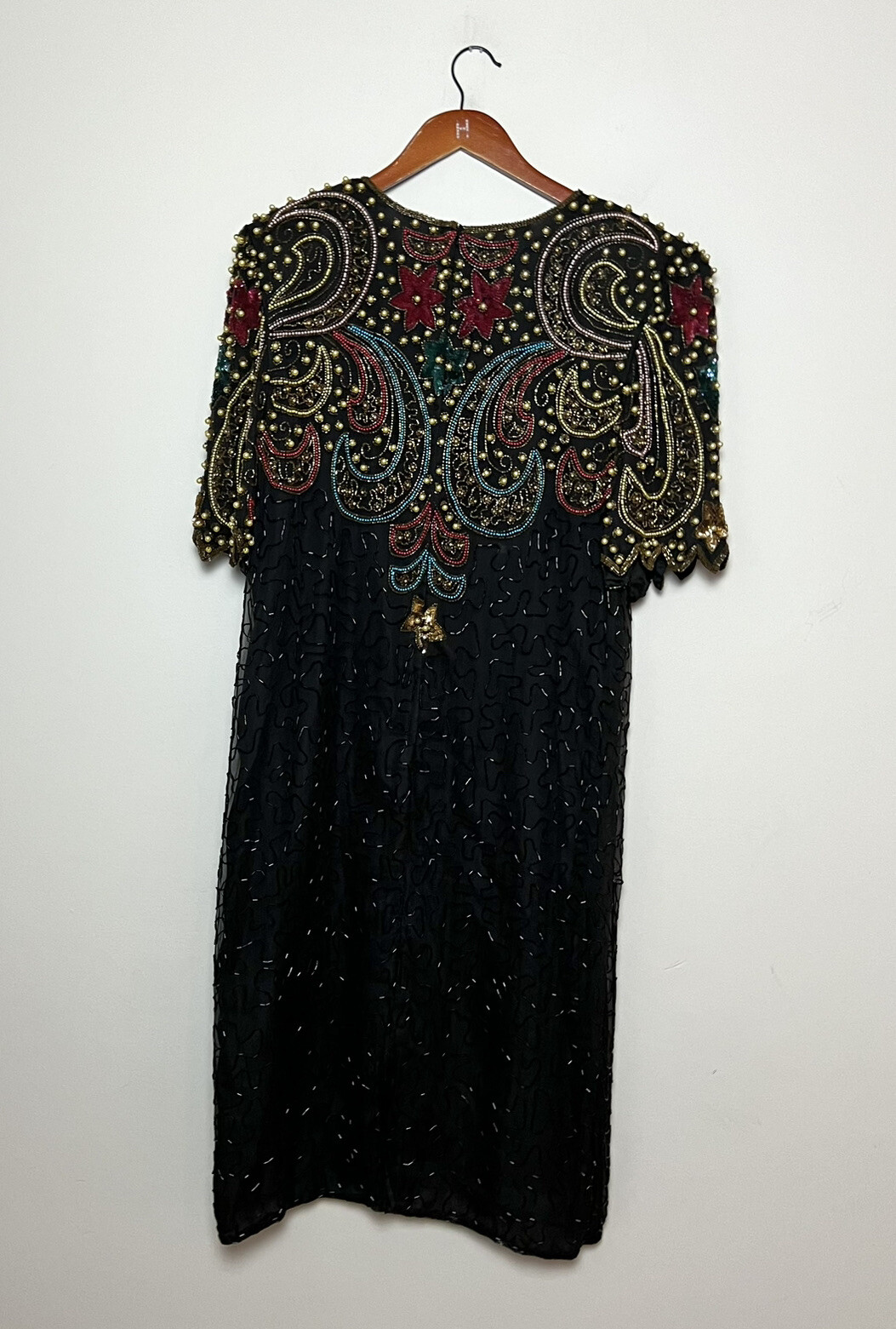 Carina Vintage 80s Ornate Beaded / Sequined 100% Silk Dress Multicolor Sz 1X