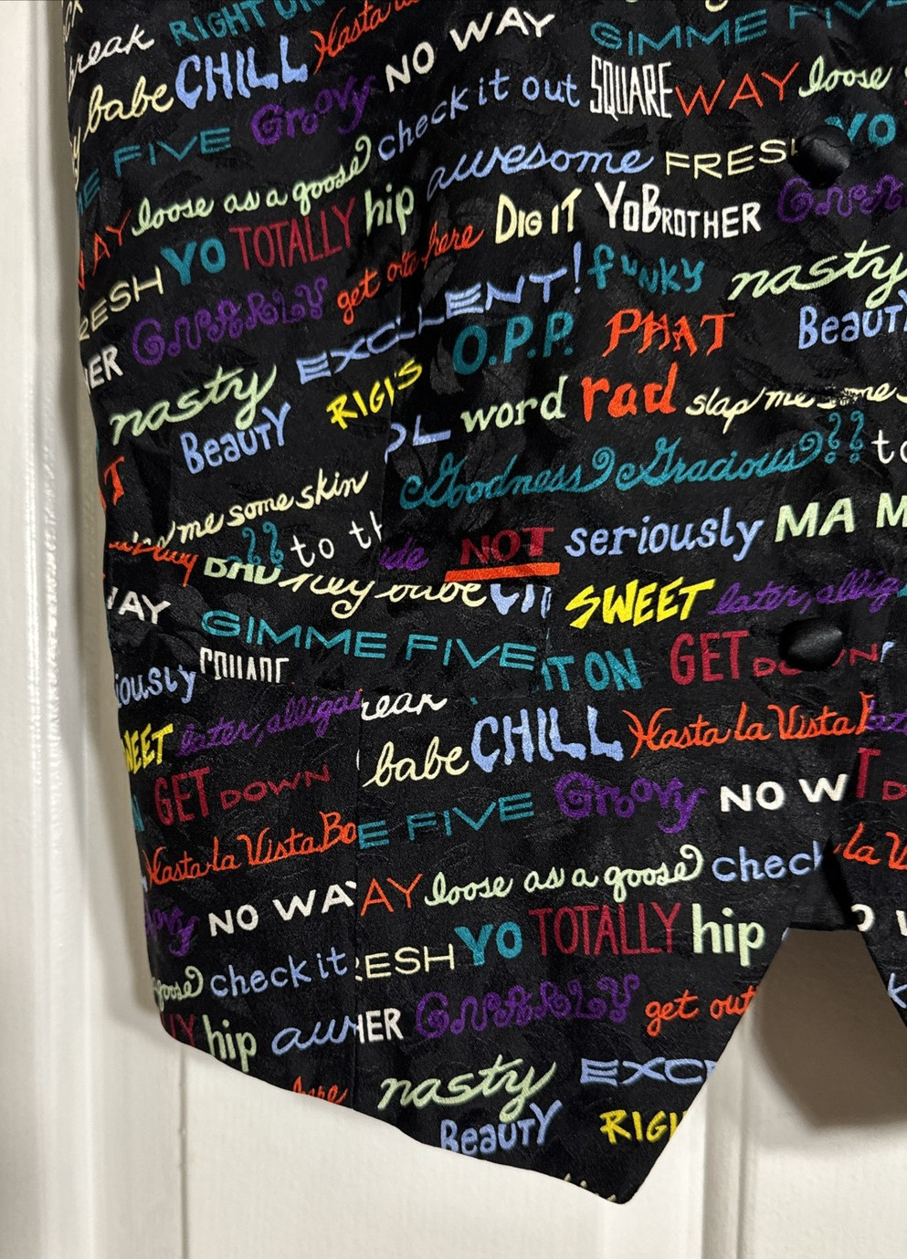 Vintage 90’s Nicole Miller Silk Vest Slang & Throwback Pop-culture Catchphrases