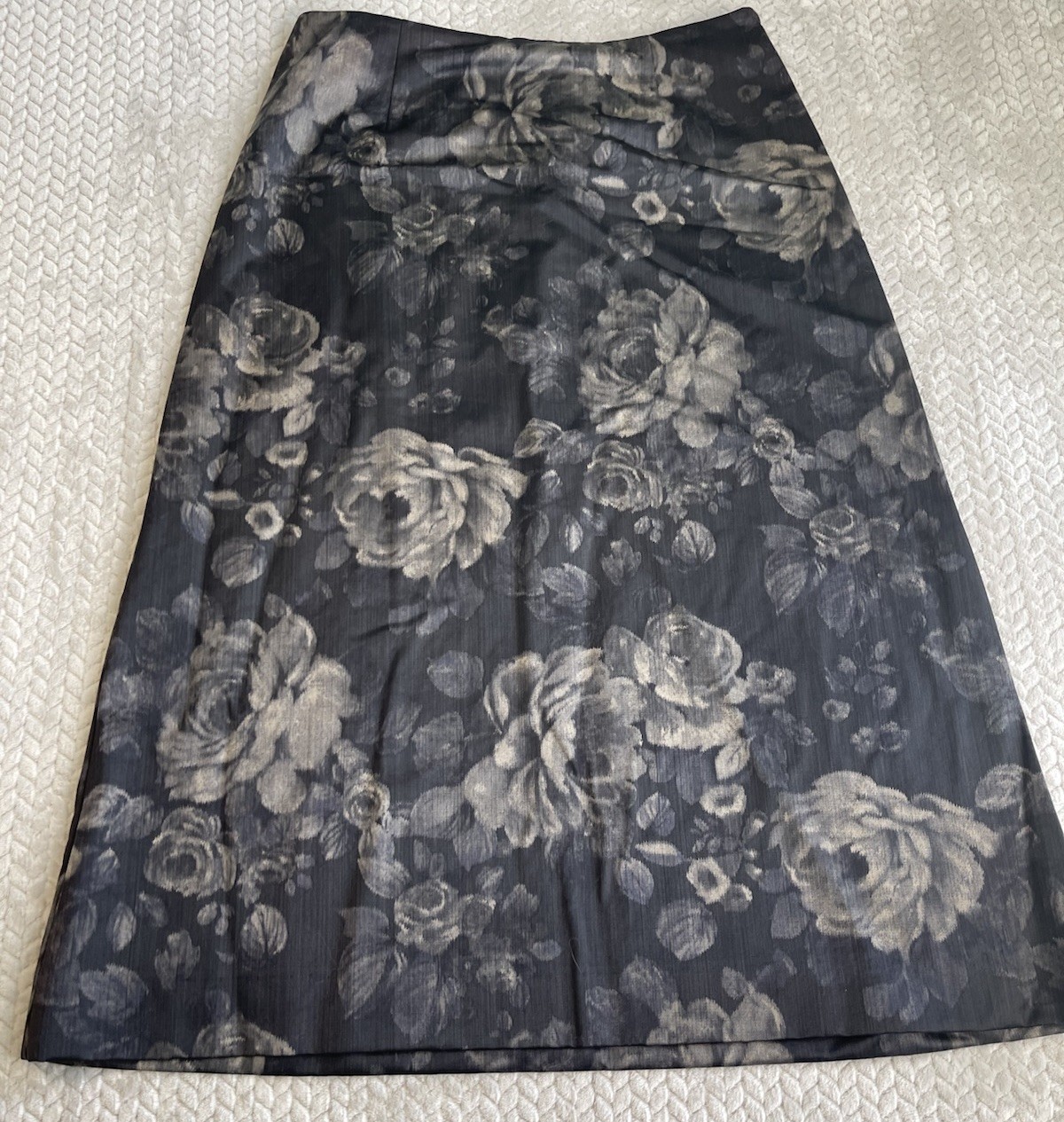 Vintage 1980’s Winter Skirt Floral Print Size 14 Aline Professional Romantic