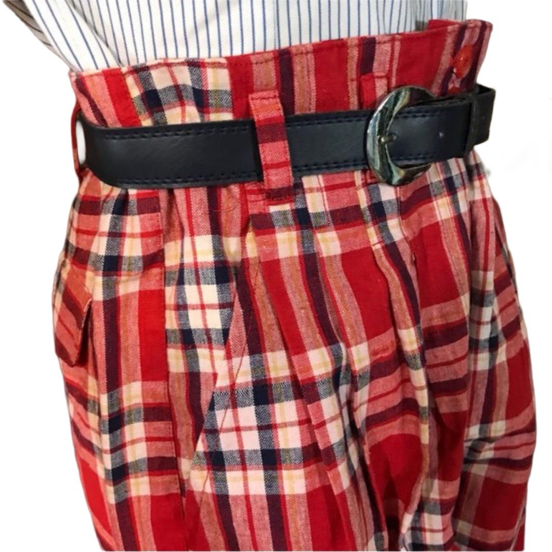 VINTAGE 1990’s DEADSTOCK JJ FARGO RED PLAID PLEATED SHORTS & BELT SIZE 11/12 NWT