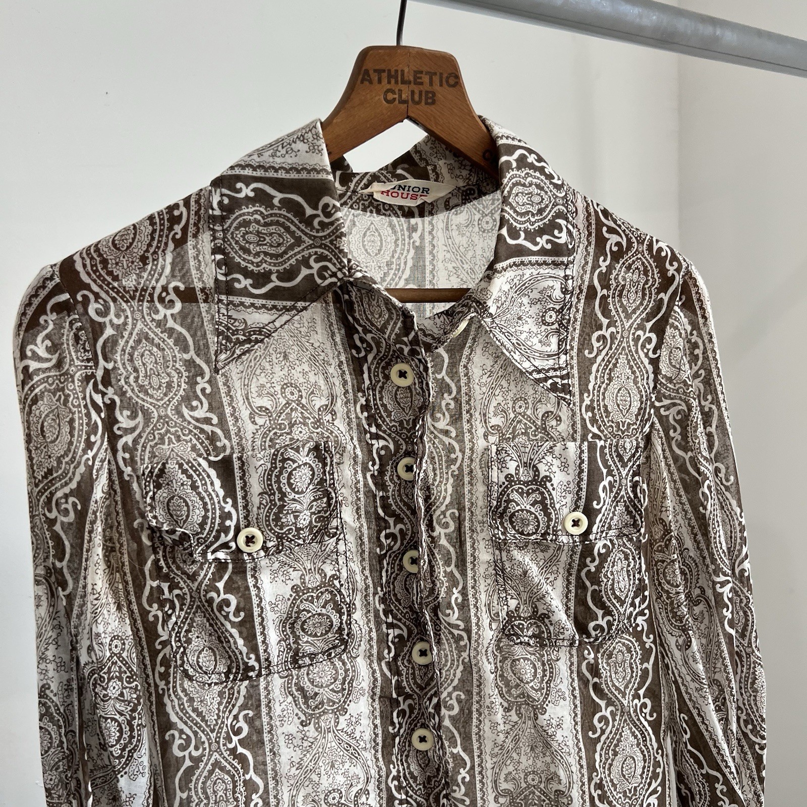 Vintage Junior House XS/s Women’s 70S Button Up Shirt Funky Paisley Disco Hippie