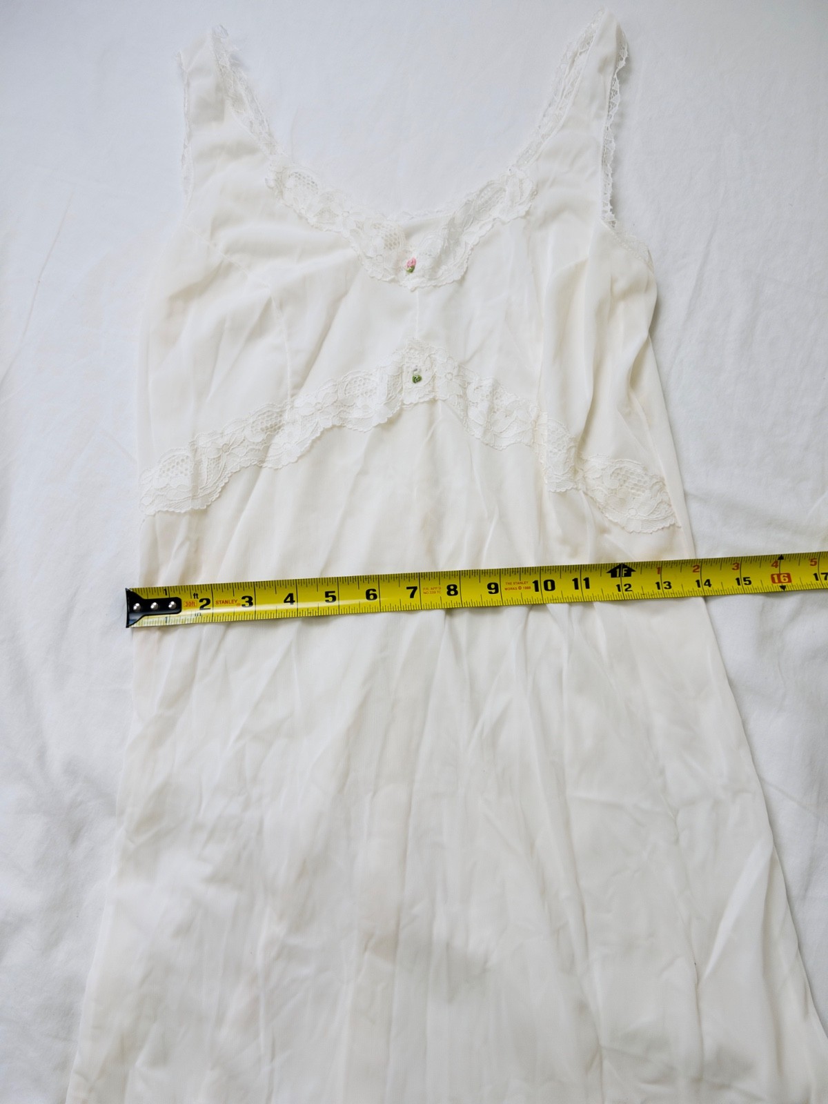 Vintage 70s 80s White Midi Slip Dress Best Fit S/M Made in Italy Coquette