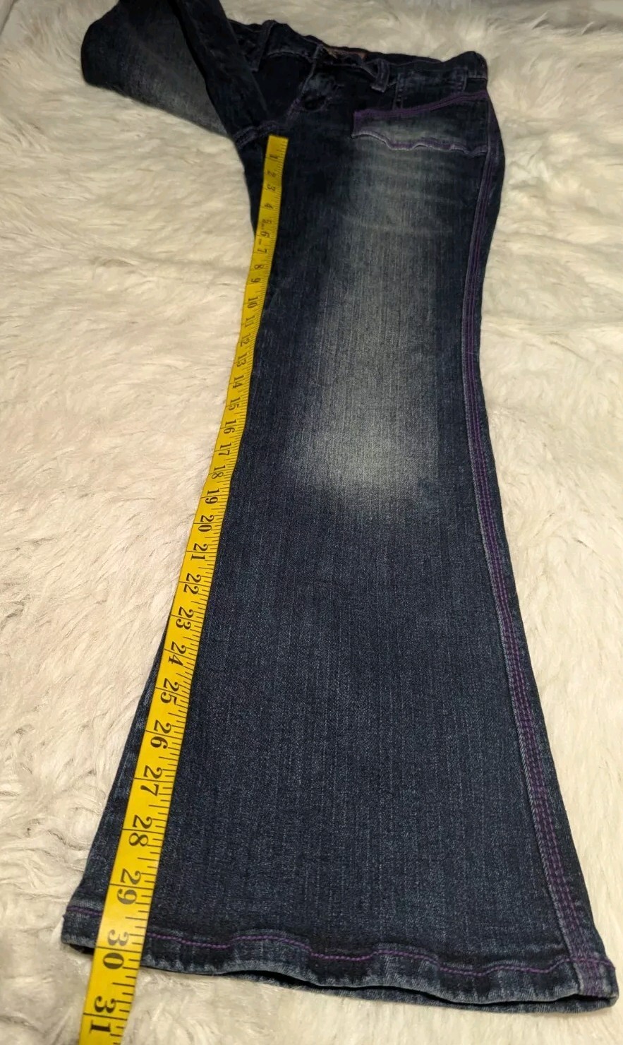 VANILLA STAR Purple STITCHED Low Rise Blue Jeans COOL DENIM Junior’s 5 ALTERED