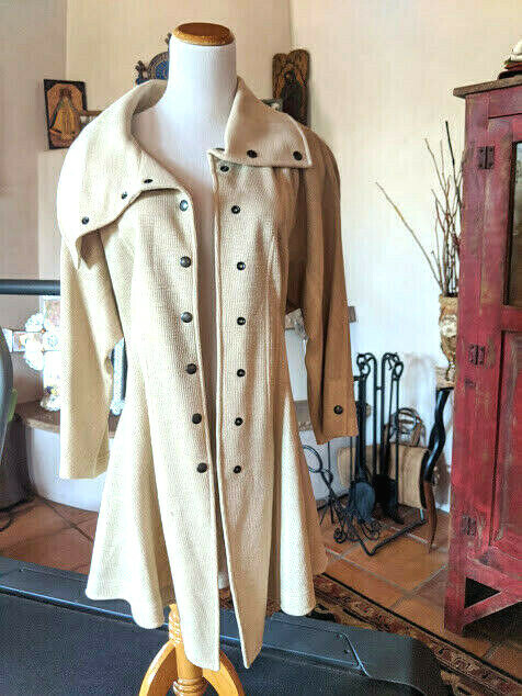 Vintage Henri Bendel Knit Coat JINABE PARIS Unique Beige Sz 40 6 8 1980s France