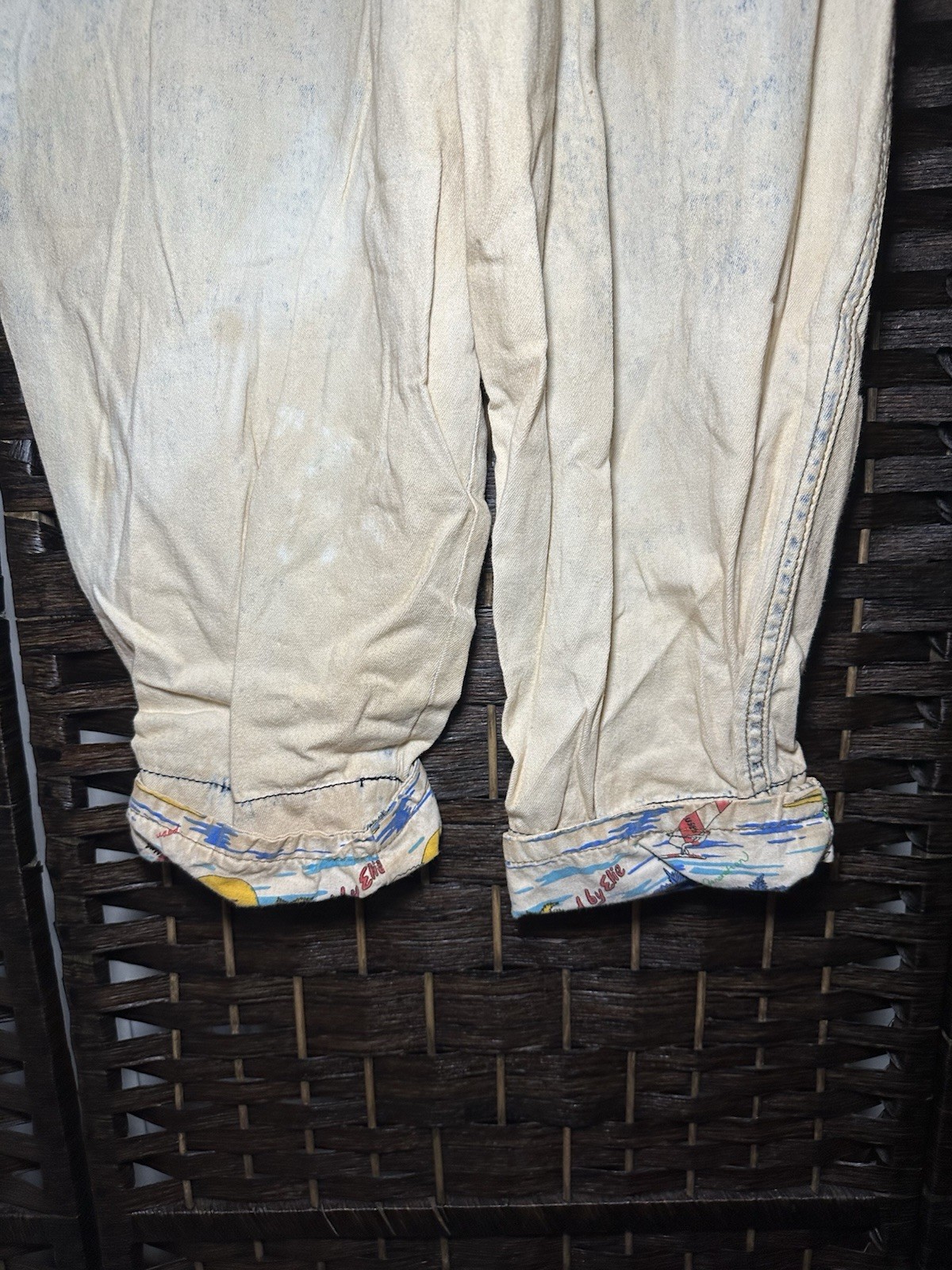 NWT Vintage 80s Get Used by Elie 2-Piece Denim Set Shirt Foldover Jeans Sz S 28