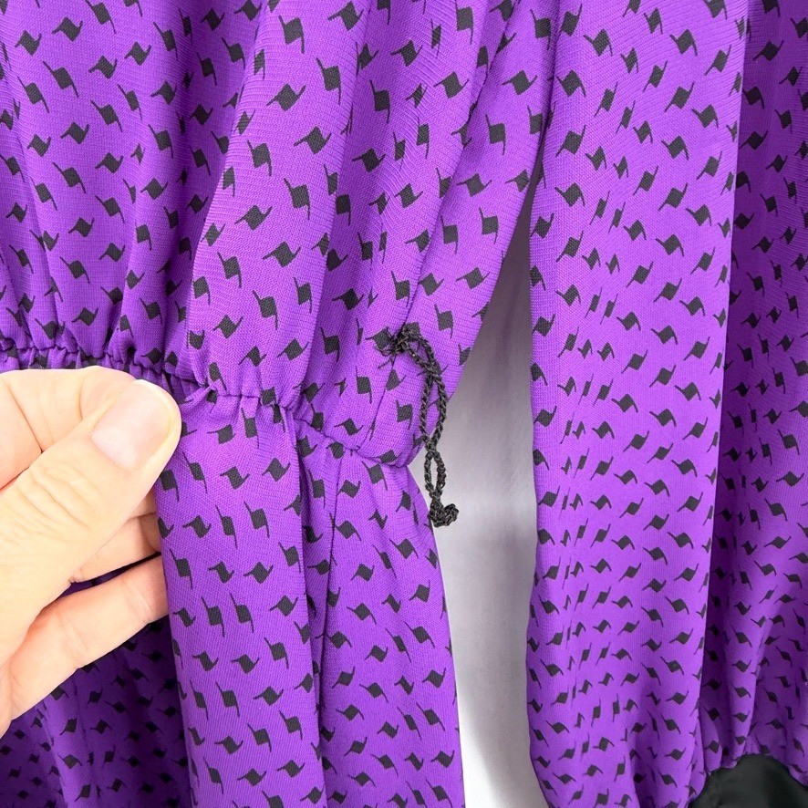 Alexis Fashions VTG Midi Dress Purple Polka Dot Retro Mod Secretary Size MD**