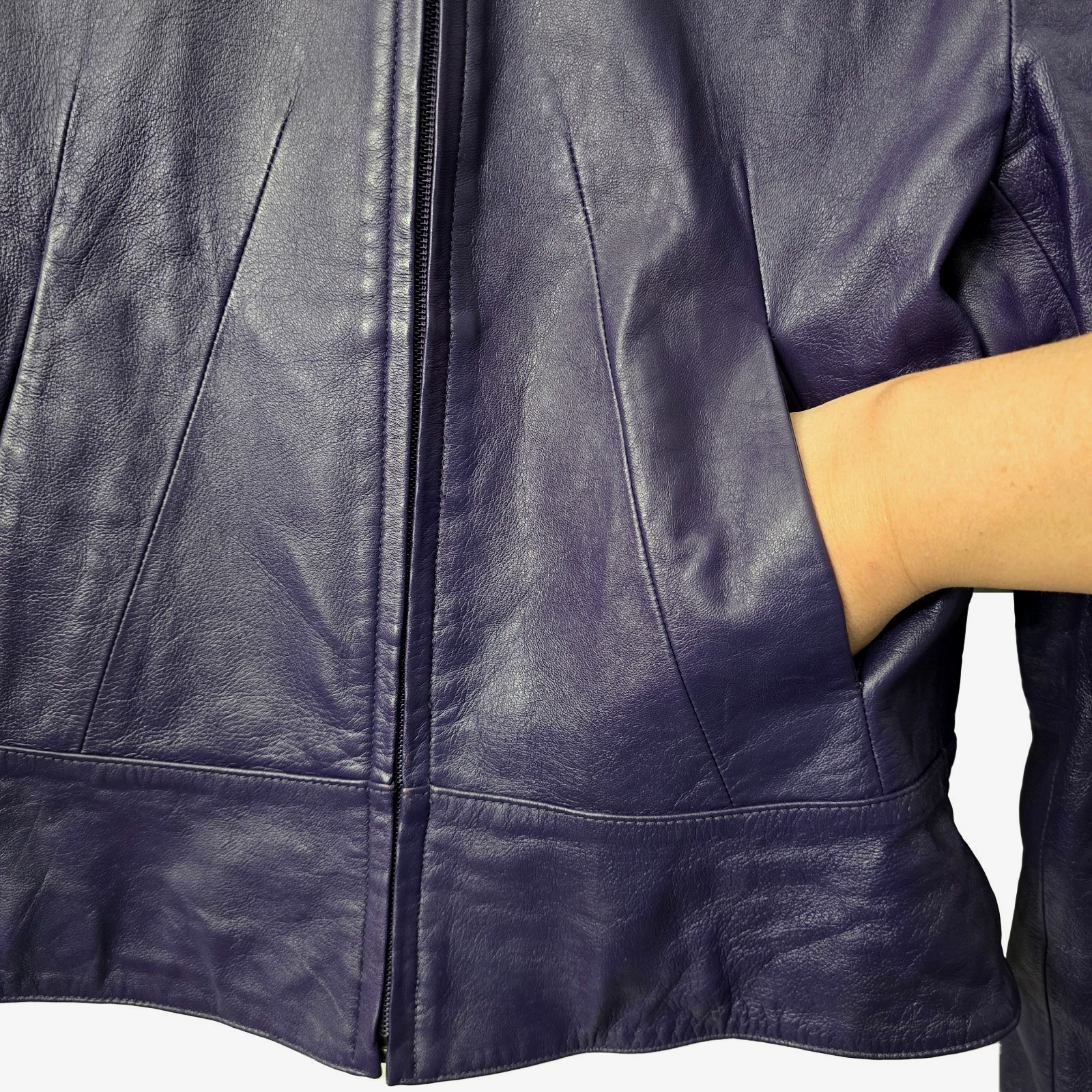 Vintage Wilsons Leather Moto Jacket S Women PURPLE Coat Blazer Pelle Studio 90s
