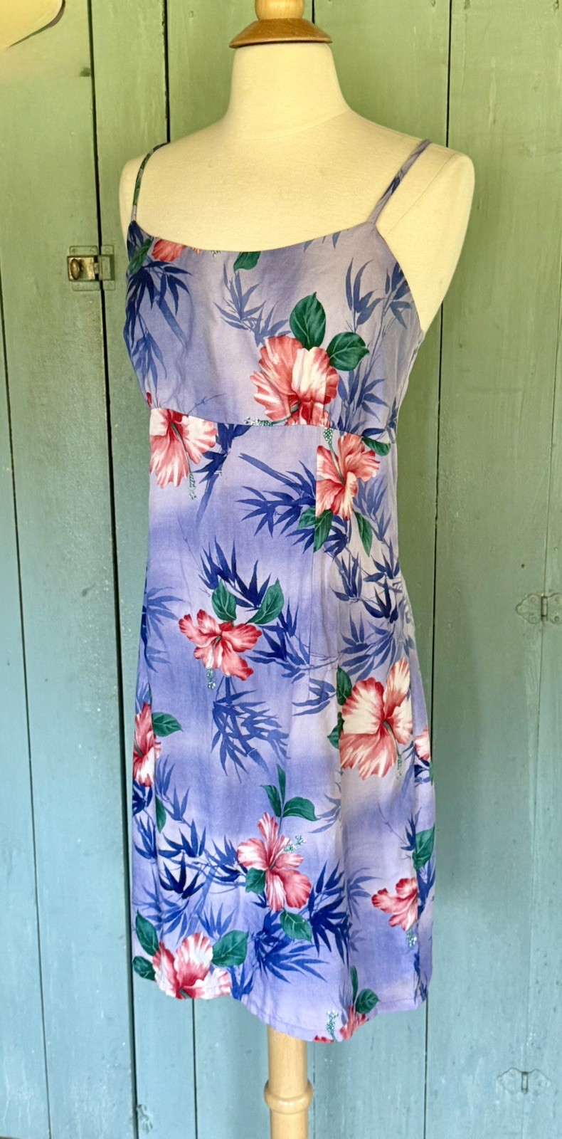 Jade Fashions Maid in Hawaii Purple Floral Rayon Sundress Strap L