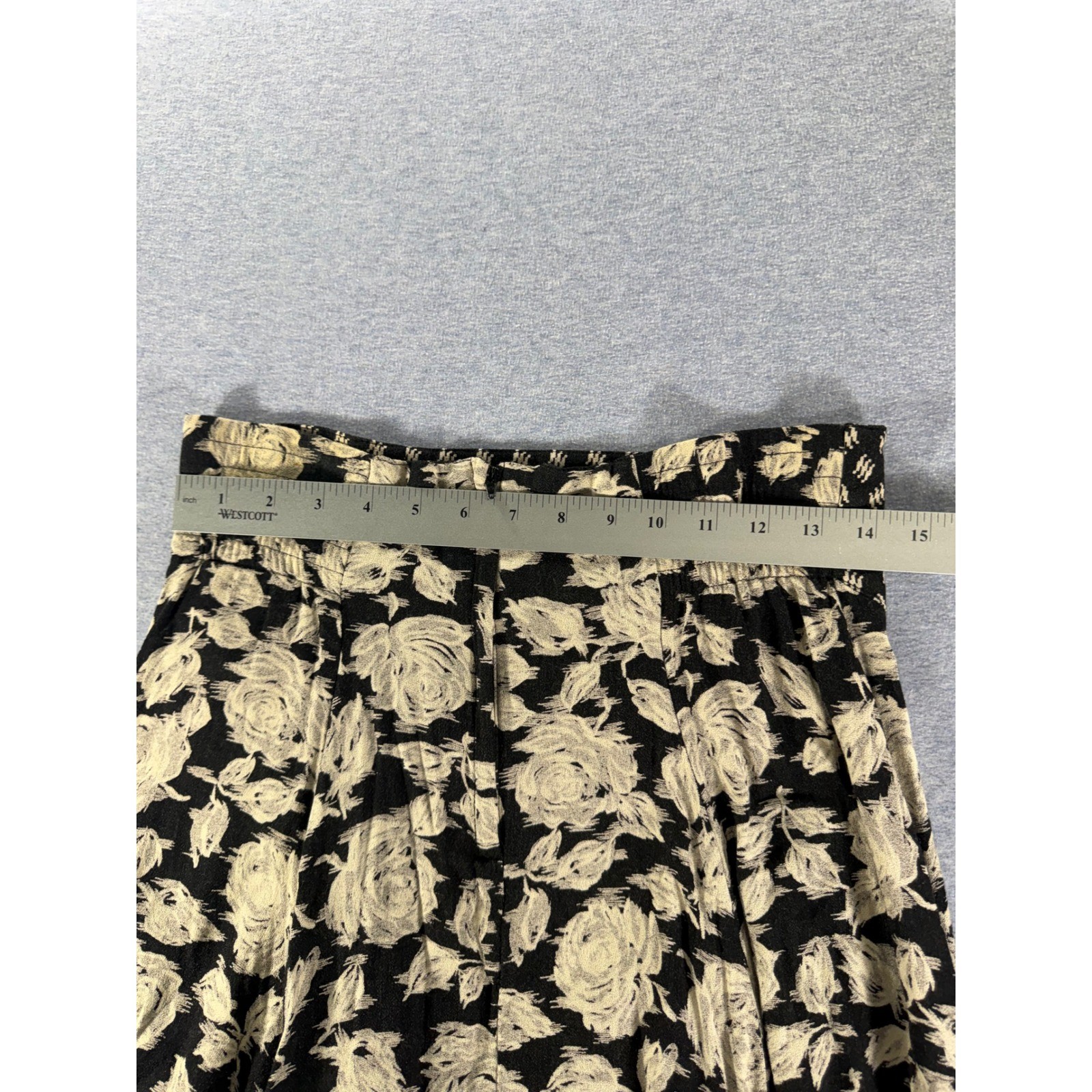 Marsha Brander for Componix Vintage Floral Maxi Skirt Black Cream Wool Blend 10