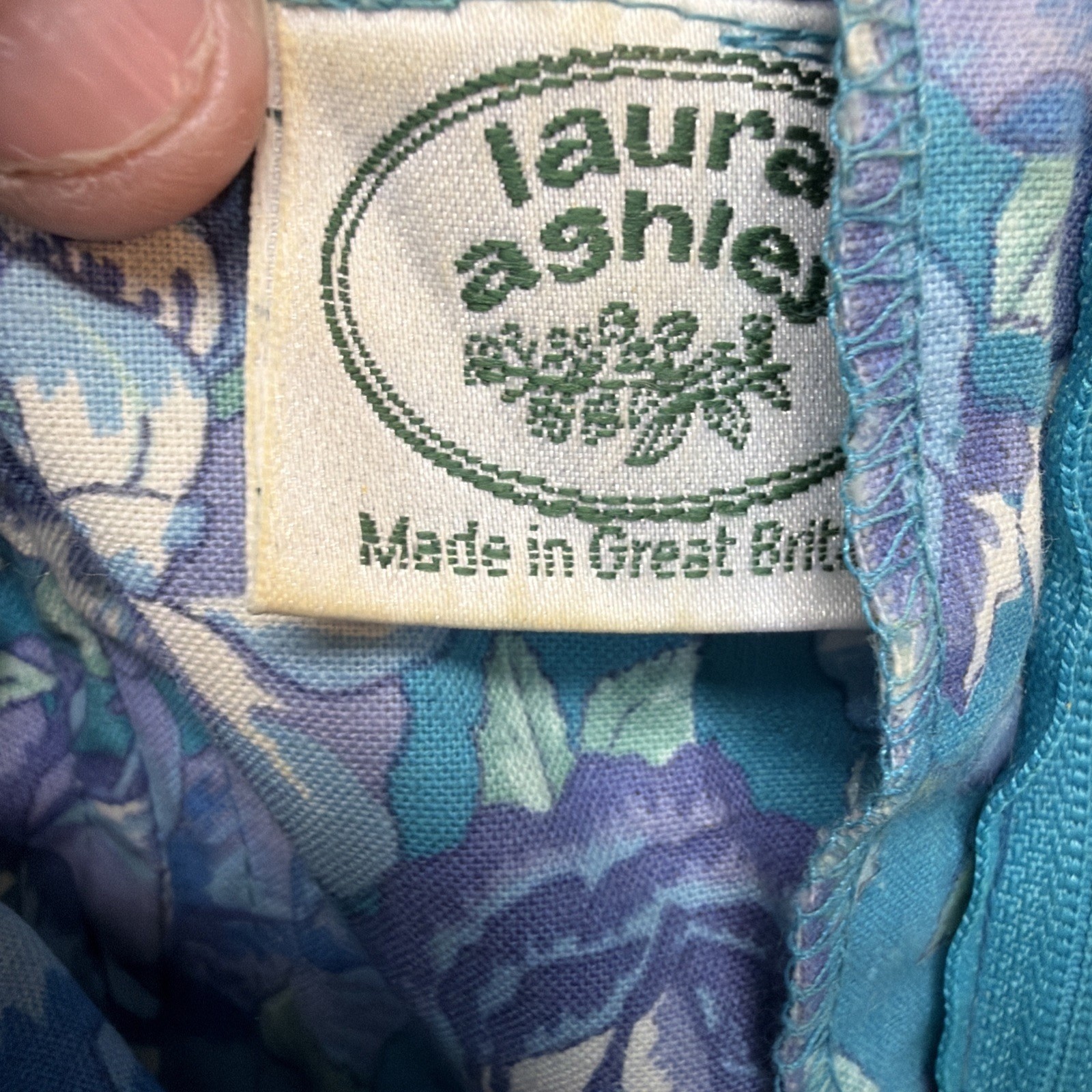 Vtg Laura Ashley Dress Medium Strapless Ruffle Tiers 90s Floral Blue Cottagecore