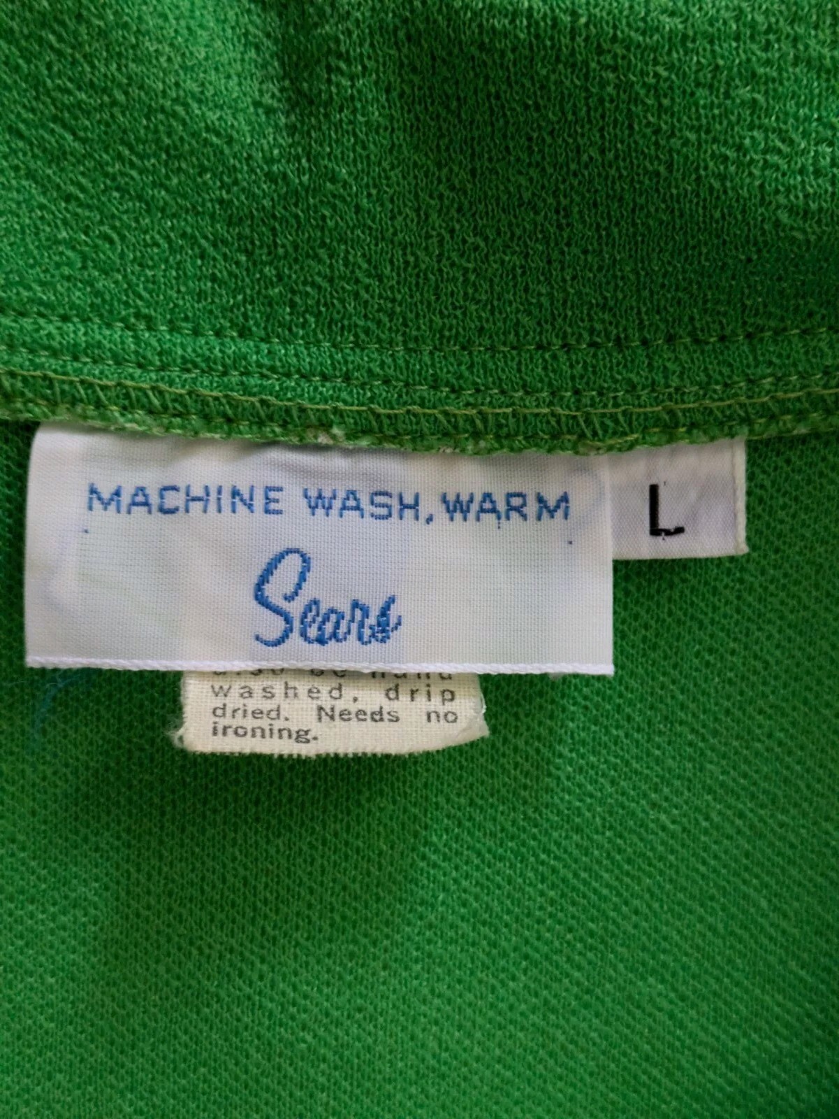 Vintage 60s Sears Polyester Double Knit Button Collar Sleeveless Top Cinch Waist