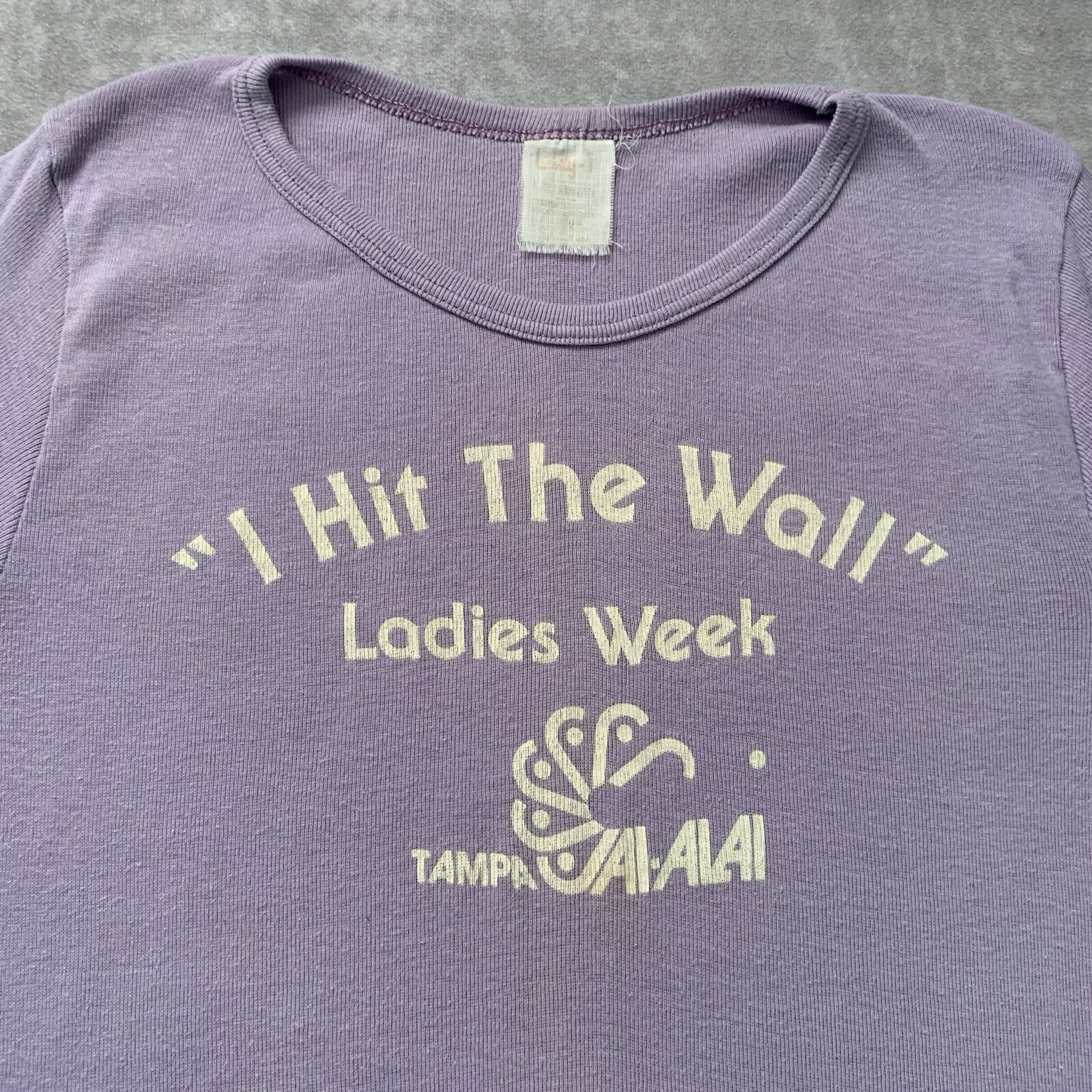 Vintage 70s Tampa Jai Alai Ladies Shirt Size S Pink Graphic Florida Casino