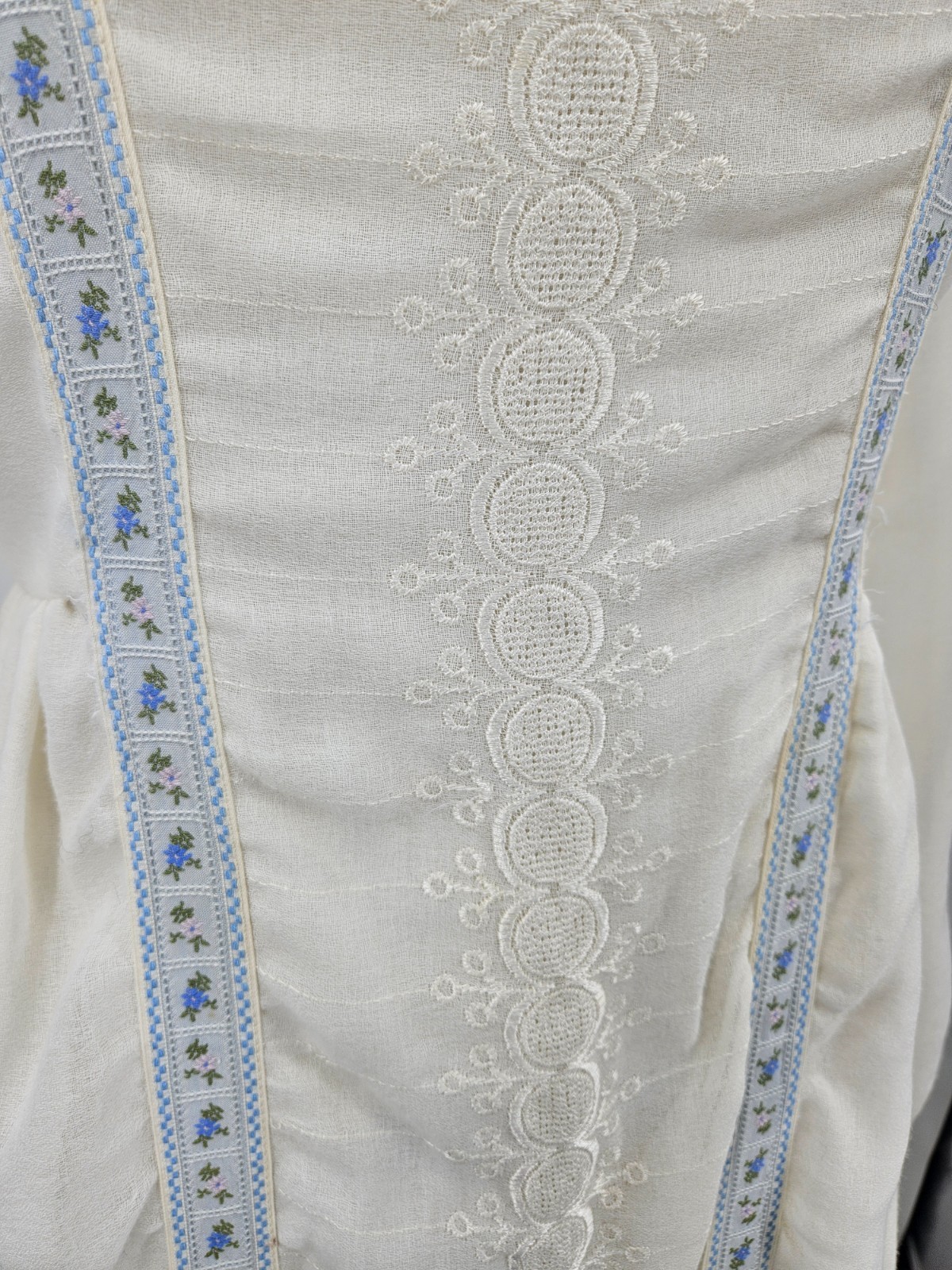VTG Young Edwardian Arpeja Off White Gauze Maxi Dress Womens 11 Peasant