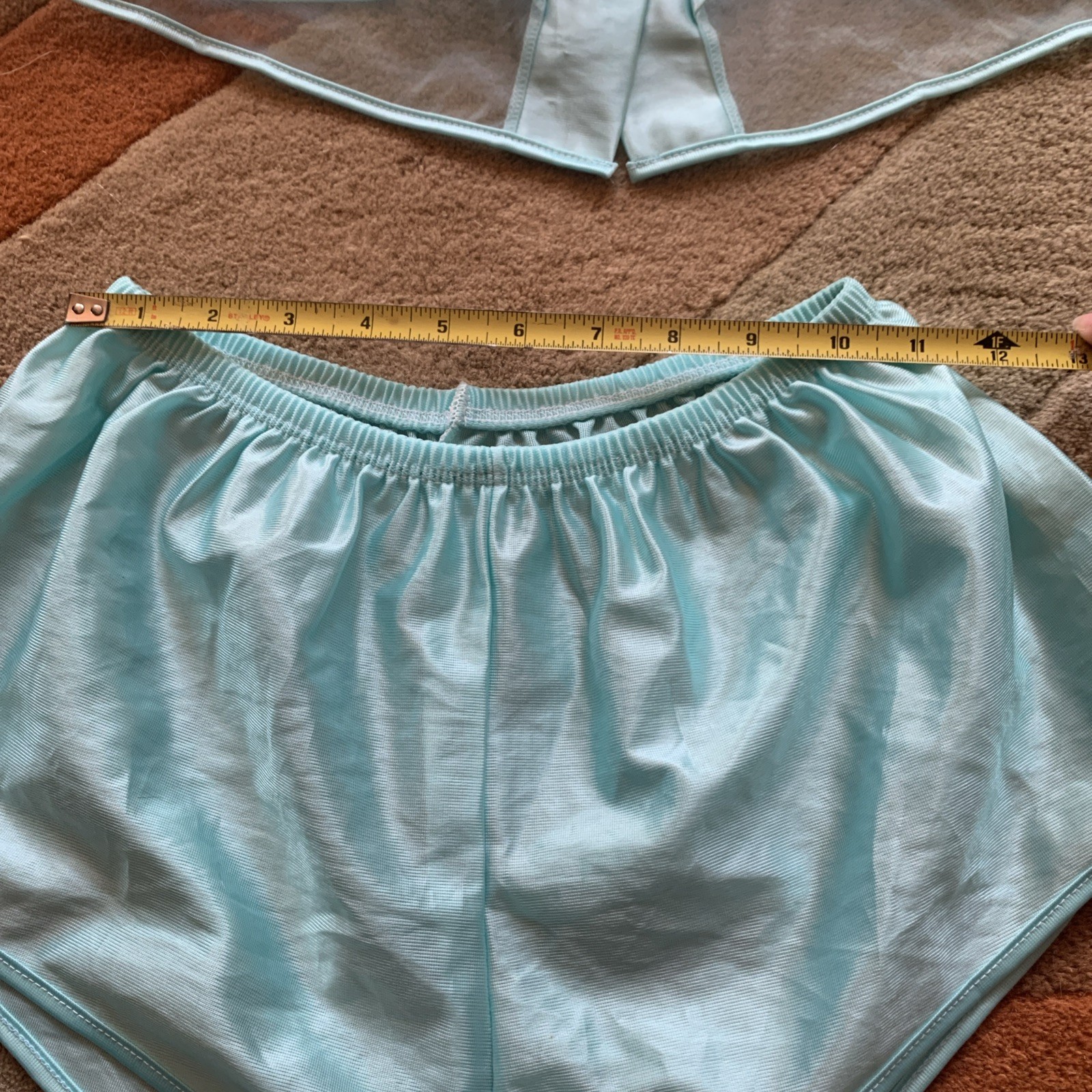 Vintage Corinna Fashions 2-Piece Blue Nylon Lingerie pajama Set, Size S
