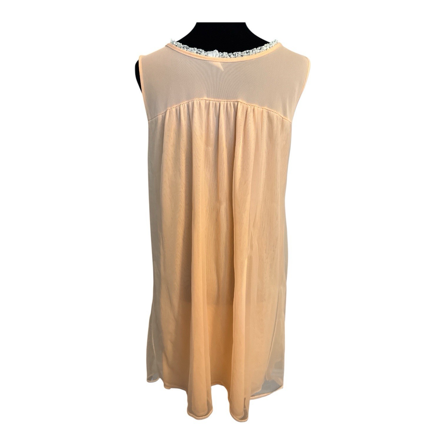Vintage Durelle Peach Chiffon Nightgown Embroidered Floral Lace Regencycore