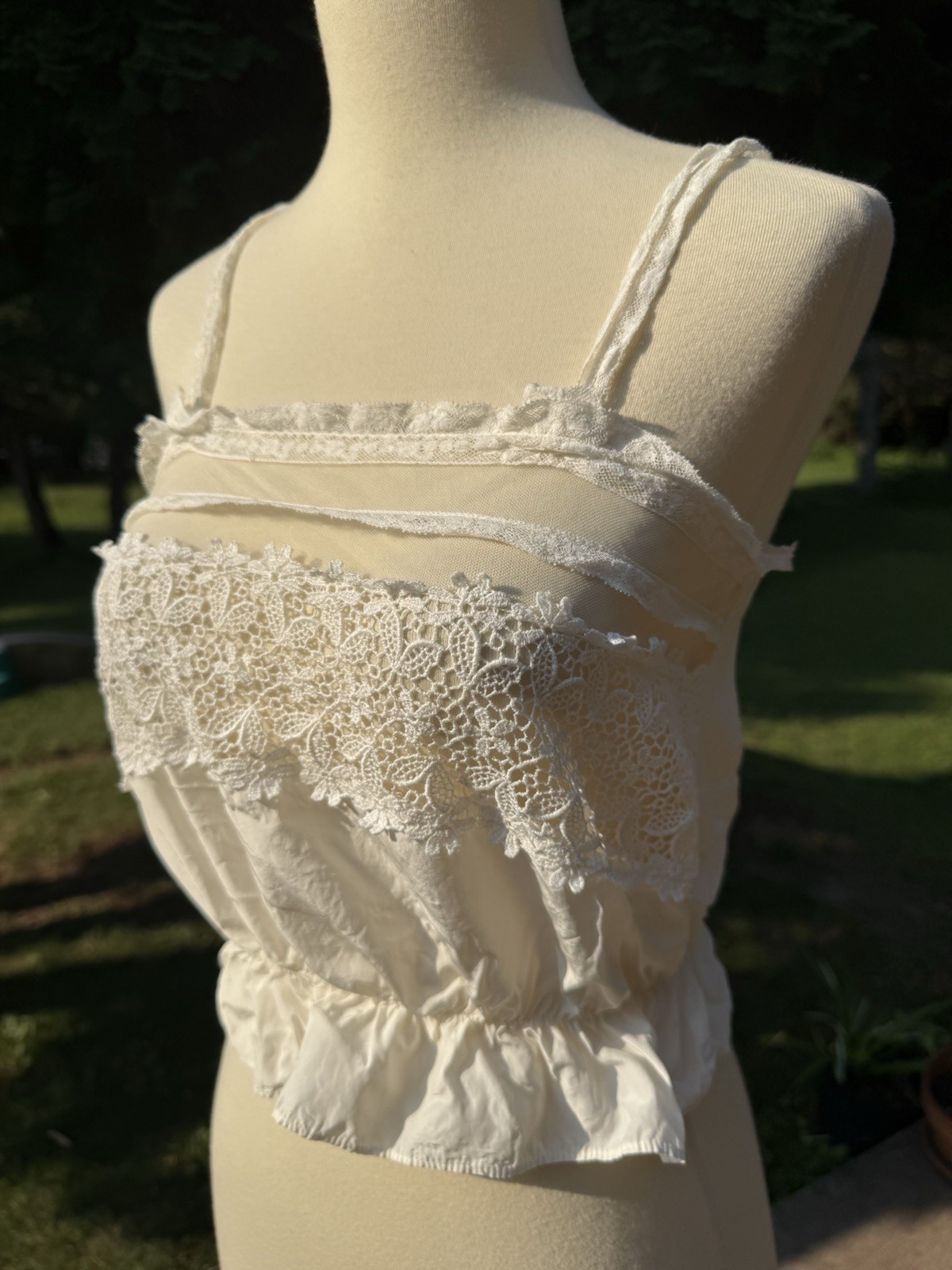 Vintage 50s 60s Rayon Camisole Tank Top Blouse Fairy Cottage Core