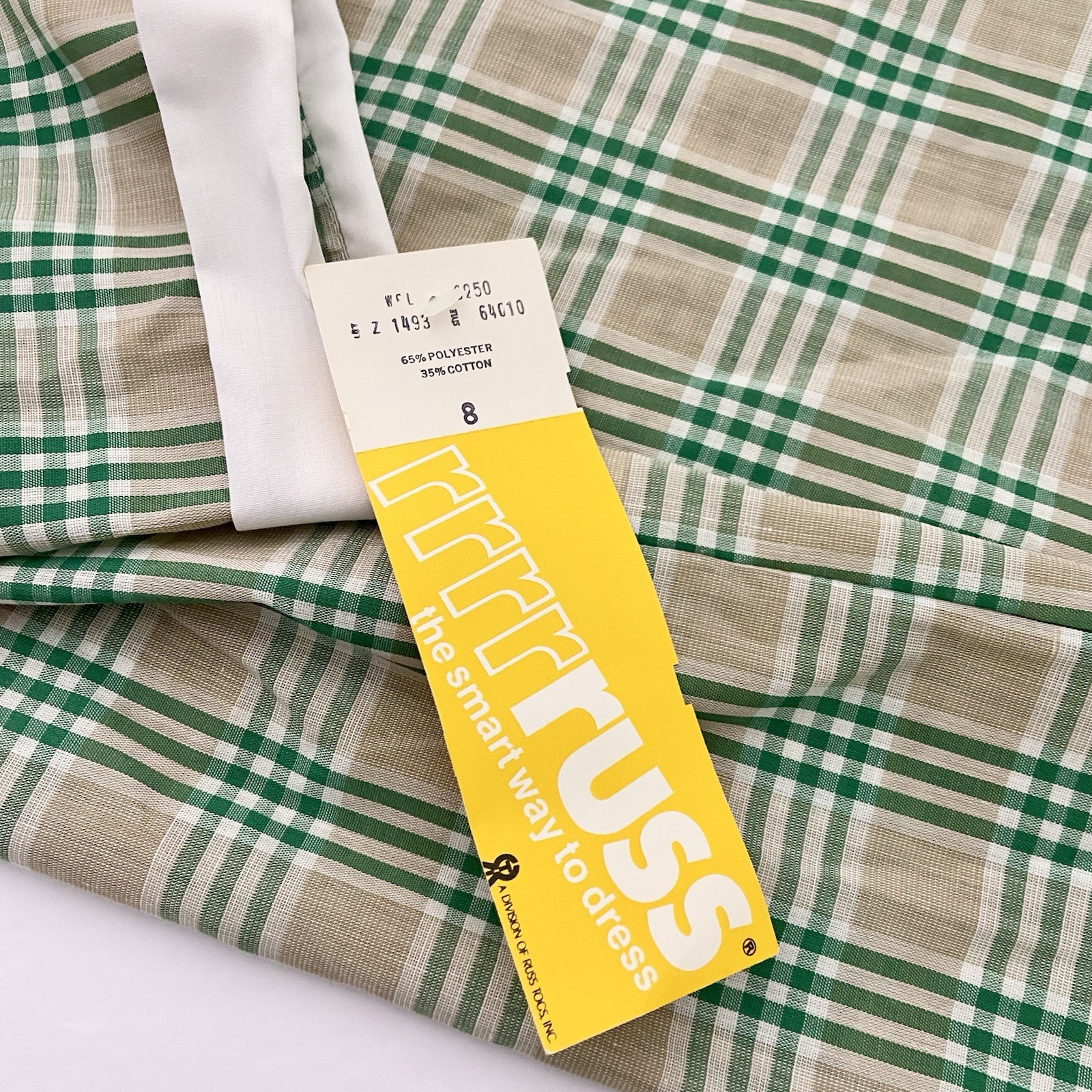 Vintage 80’s Plaid Blouse With Necktie Bow • Women’s Sz 8 • RRRRuss • Old Stock