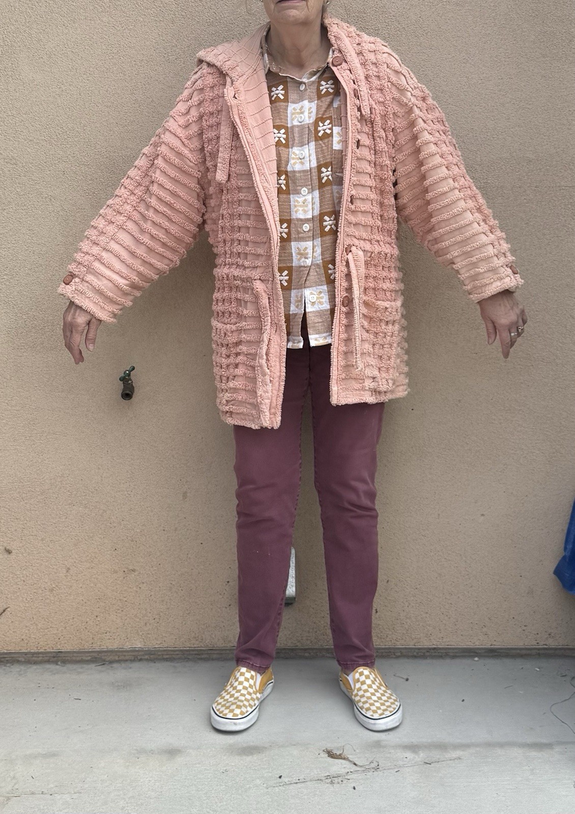 Vintage Chenille Jacket W Tie Peach Kokonuts Laguna Beach M/L One Of A Kind
