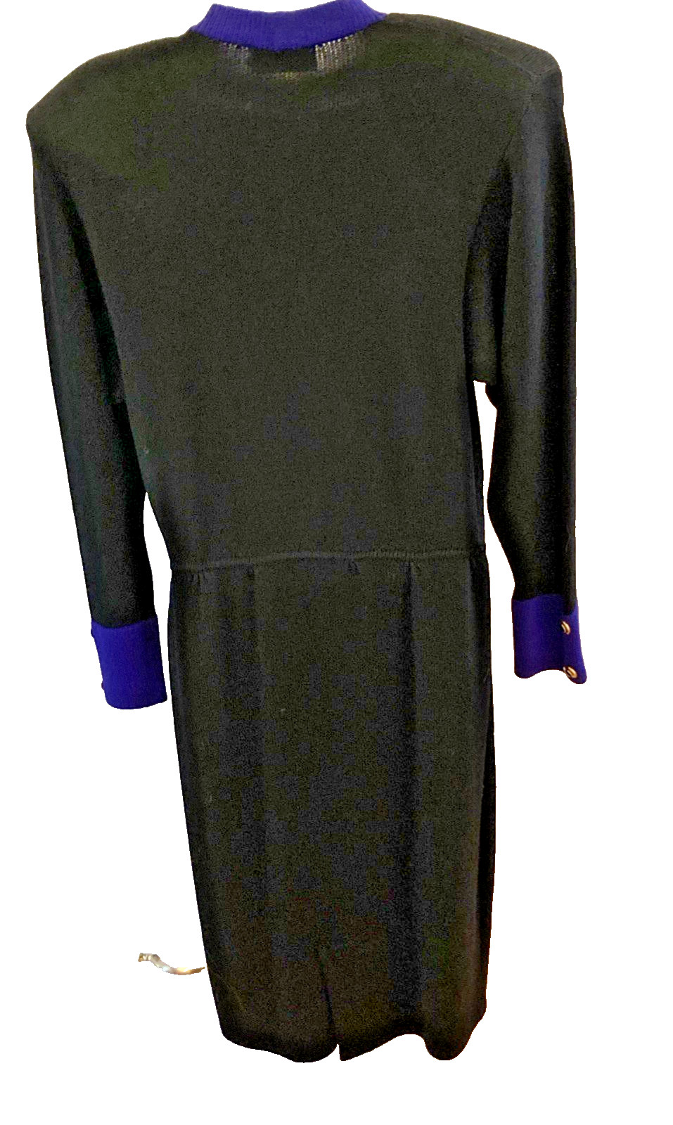 classic vintage St. John Marie Gray knit Santana Dress black / blue sz 6 pockets