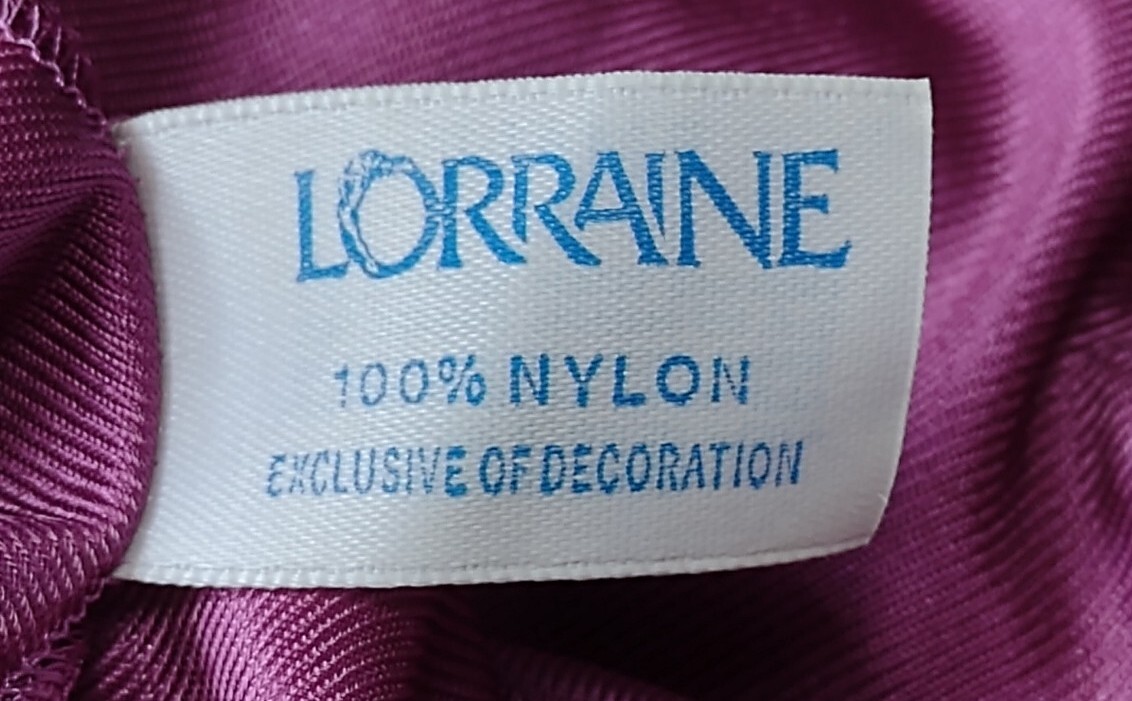 Vtg Lorraine Nightgown Small Long Purple Nylon Embroidery Accent Plum