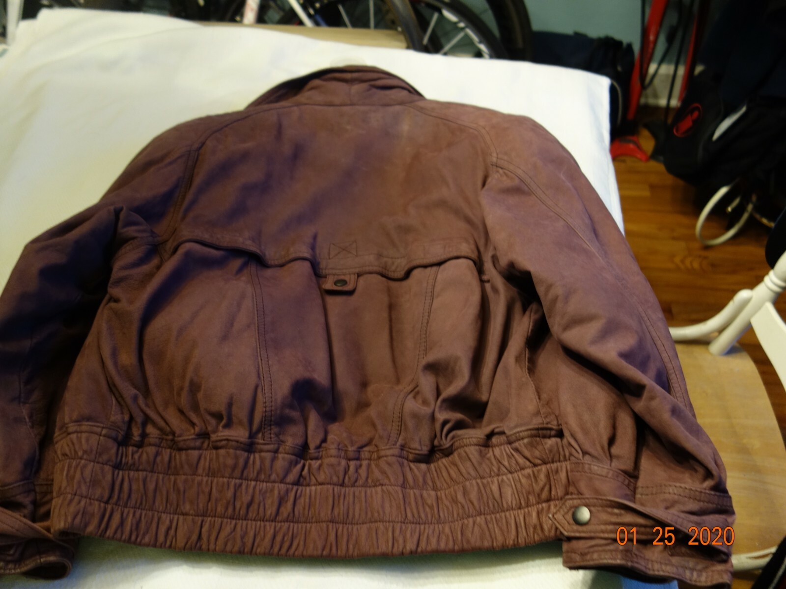 Jaqueline Ferrar Plum Purple Suede Leather Coat Jacket Ladies Size Medium