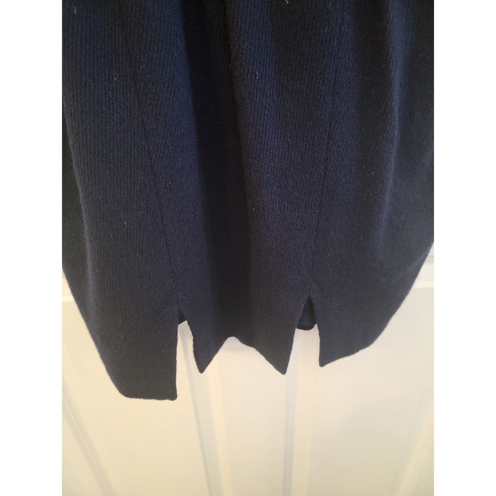 Savanna Vintage 80s Wool Dress S Navy Blue 1940s Style Pencil Wiggle Midi Korean