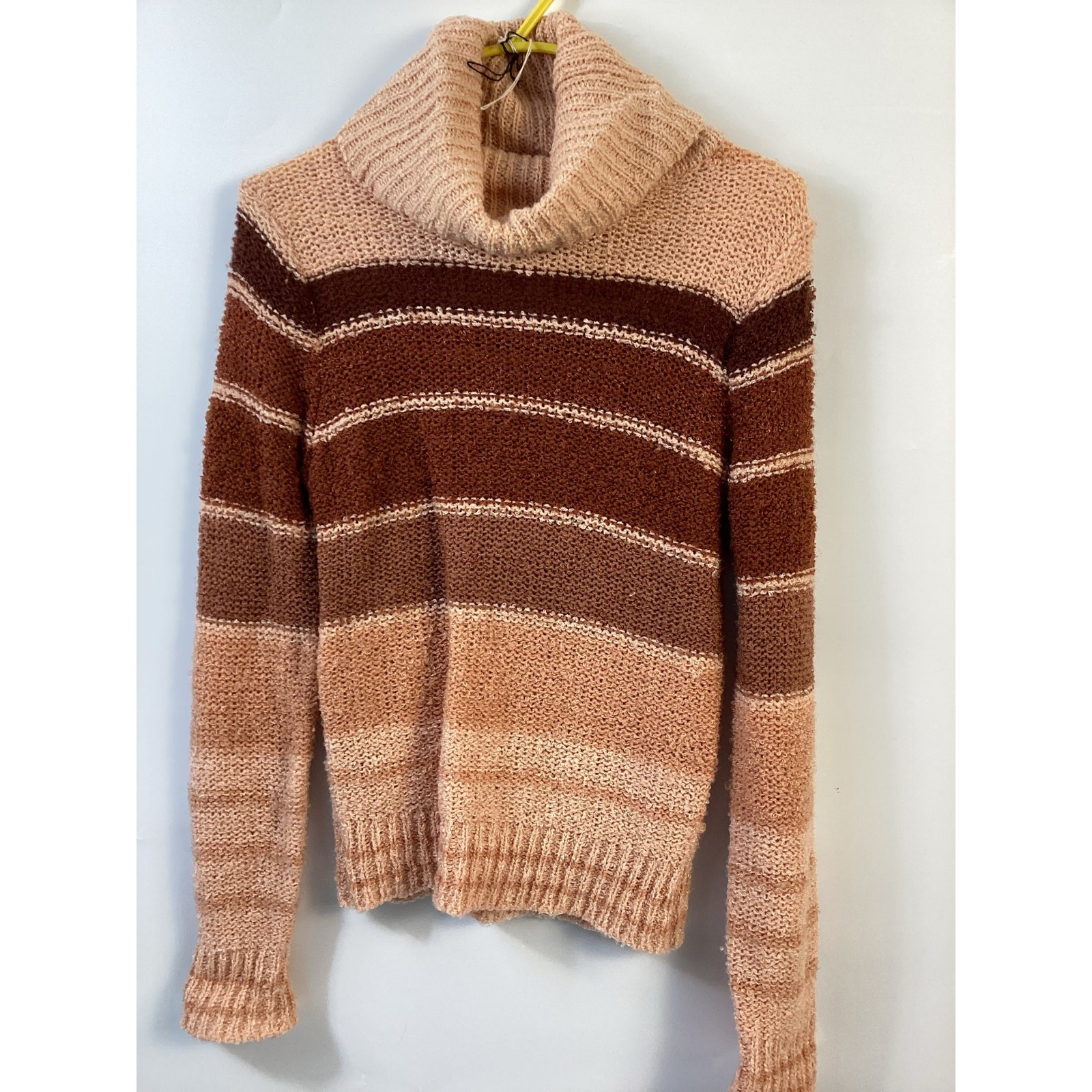 Vintage 70’s 80’s Women’s Girls Sweater Currants Cowl Neck Small Brown Stripes