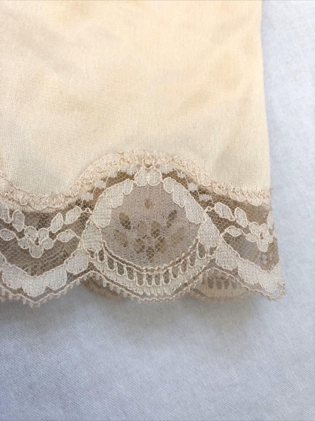 Half Slip Nylon Lace Tricot Long Medium 6 Vintage Cream Side Slit Greenco Maid