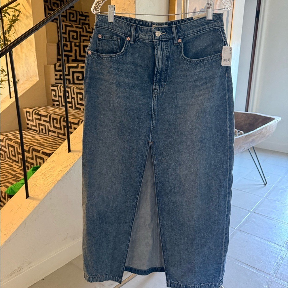 Free People $128 We The Free Maxi Denim Skirt Size 30 (size 8 or 10) NWT