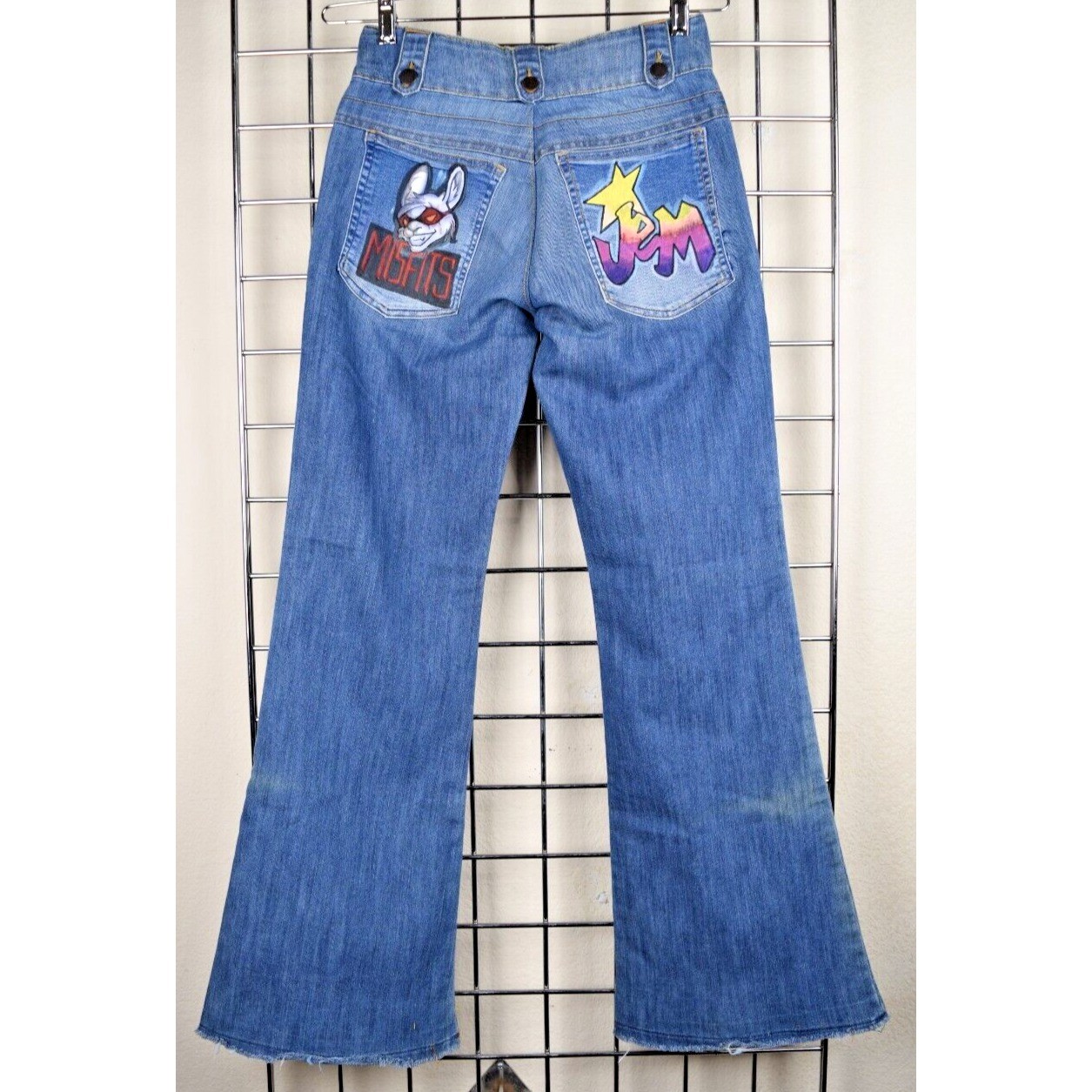 Vintage Hand Painted Jeans Jem TV Misfits Band Size 28 x 31 S/M 00s Orsay Jeans