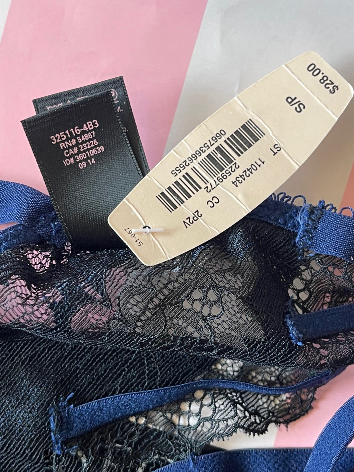 NWT VTG 2014 Victoria’s Secret “Very Sexy” Cheekini, Lace – Black/Blue – Small